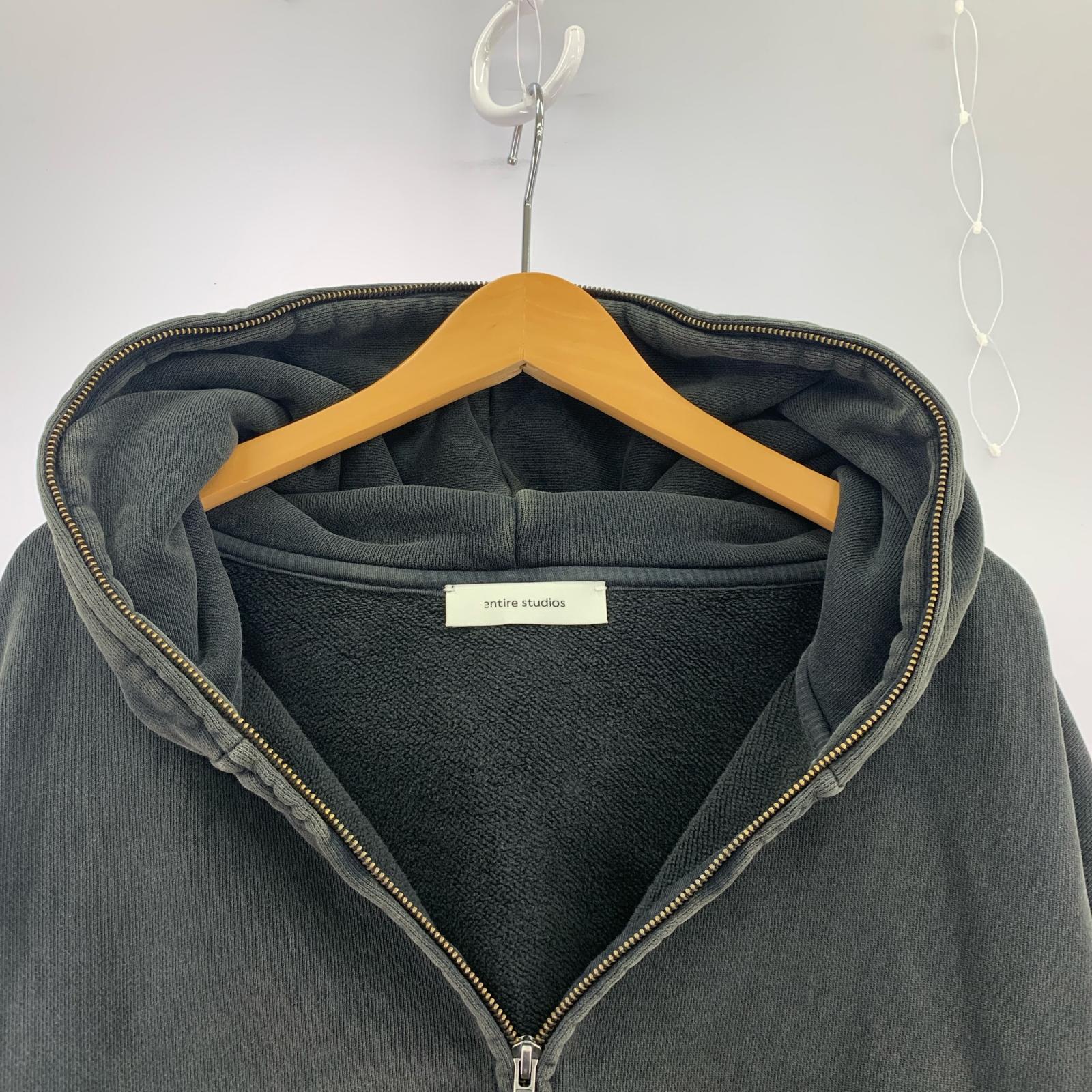 パーカー Entire Studios ETERNAL ZIP/WASHED BLACK ジップパーカー ブラック グレー