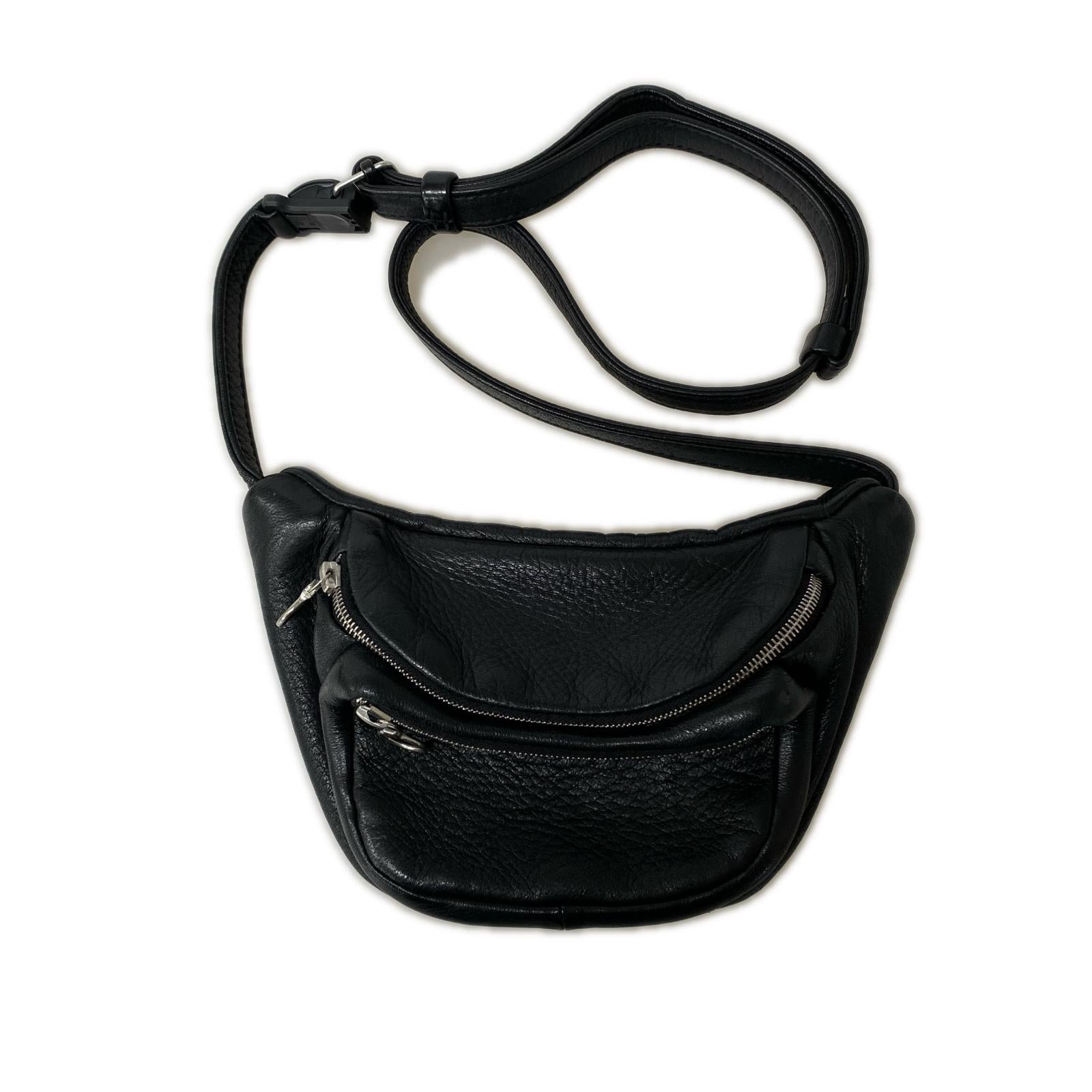 ショルダーバッグ Aeta waist pouch ディアスキン ウエストポーチ 黒 ブラック