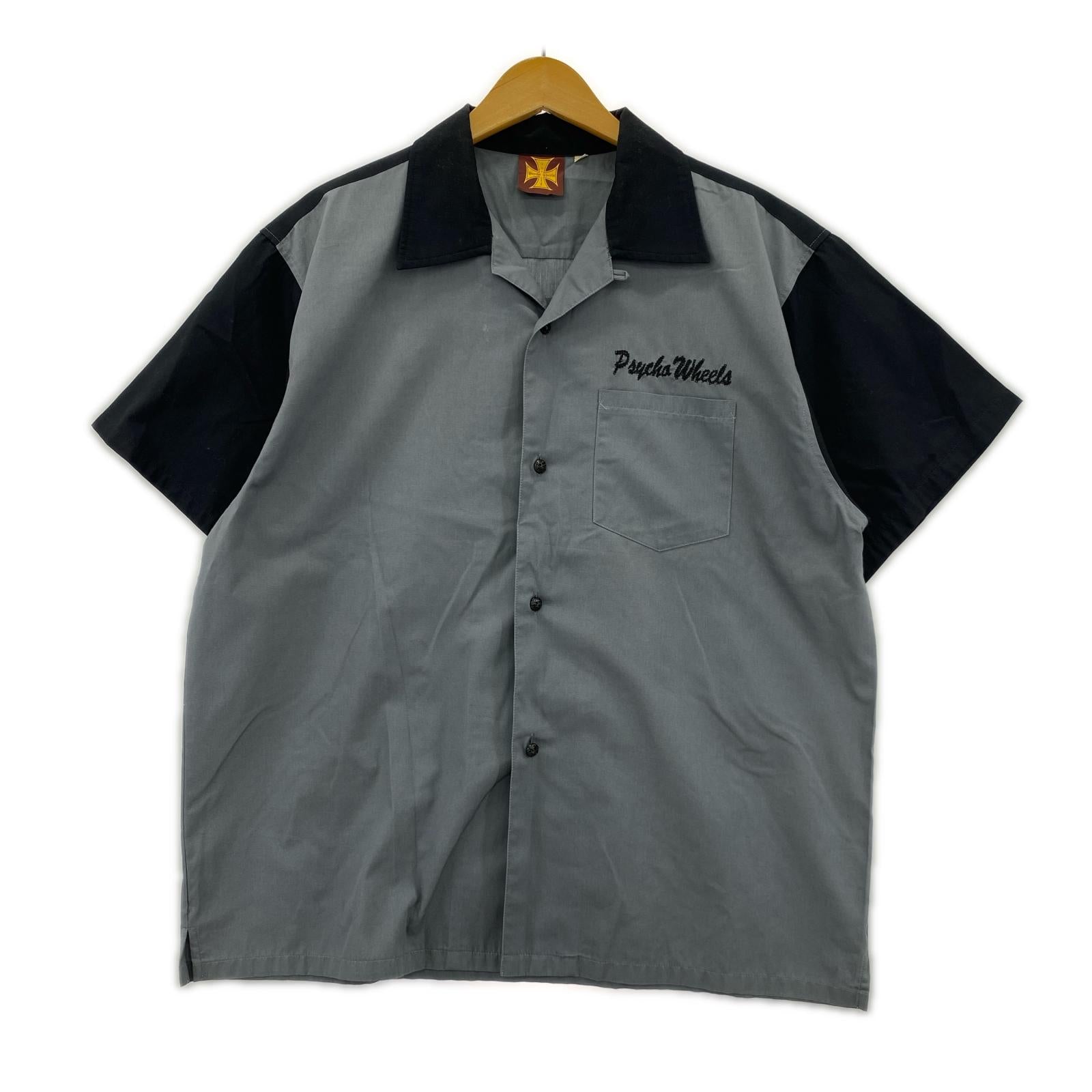 半袖シャツ ボーリングシャツ グレー L グレー