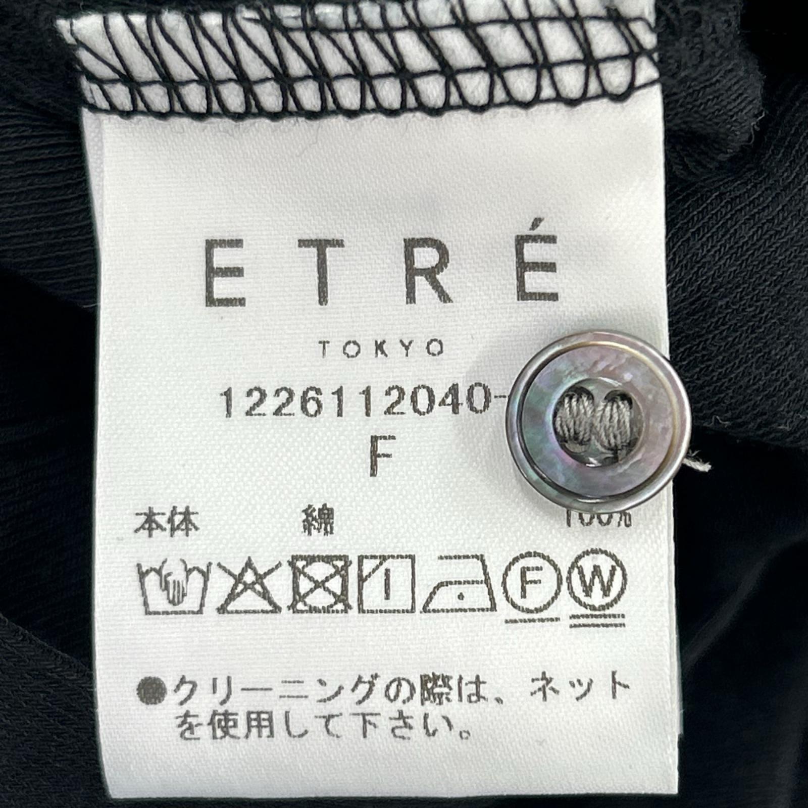 長袖シャツ ETRE TOKYO ｶﾞｰｾﾞﾌﾗｲｽﾌﾛﾝﾄｵｰﾌﾟﾝﾌﾟﾙｵｰﾊﾞｰ F フリー ブラック