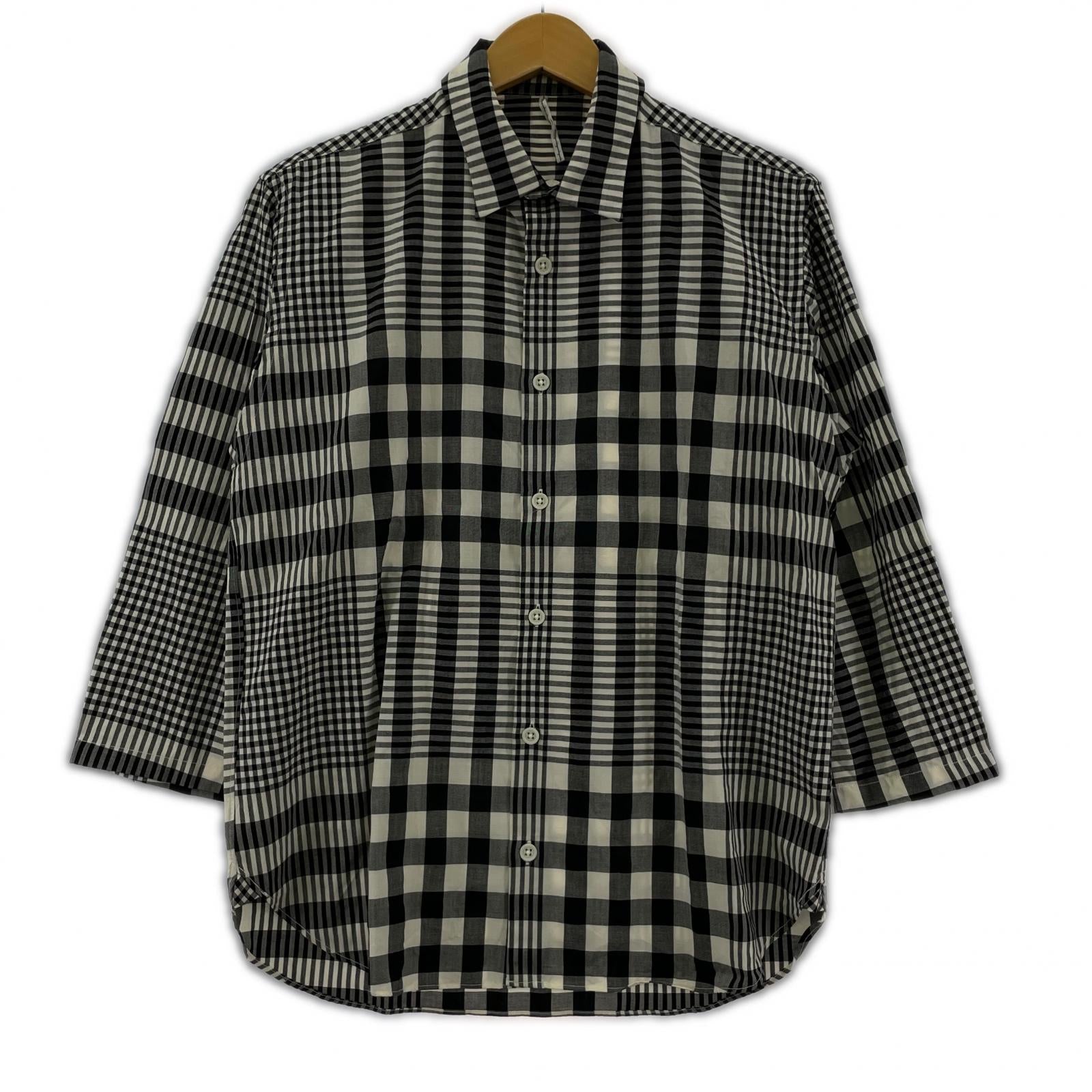 長袖シャツ m's braque ウールチェックパターンシャツ 36 36