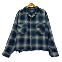 長袖シャツ 70s wool check shirt ネイビー