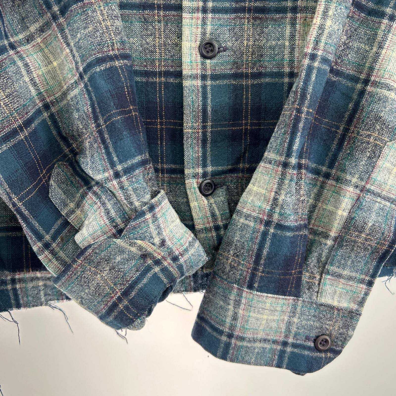 長袖シャツ 70s wool check shirt ネイビー