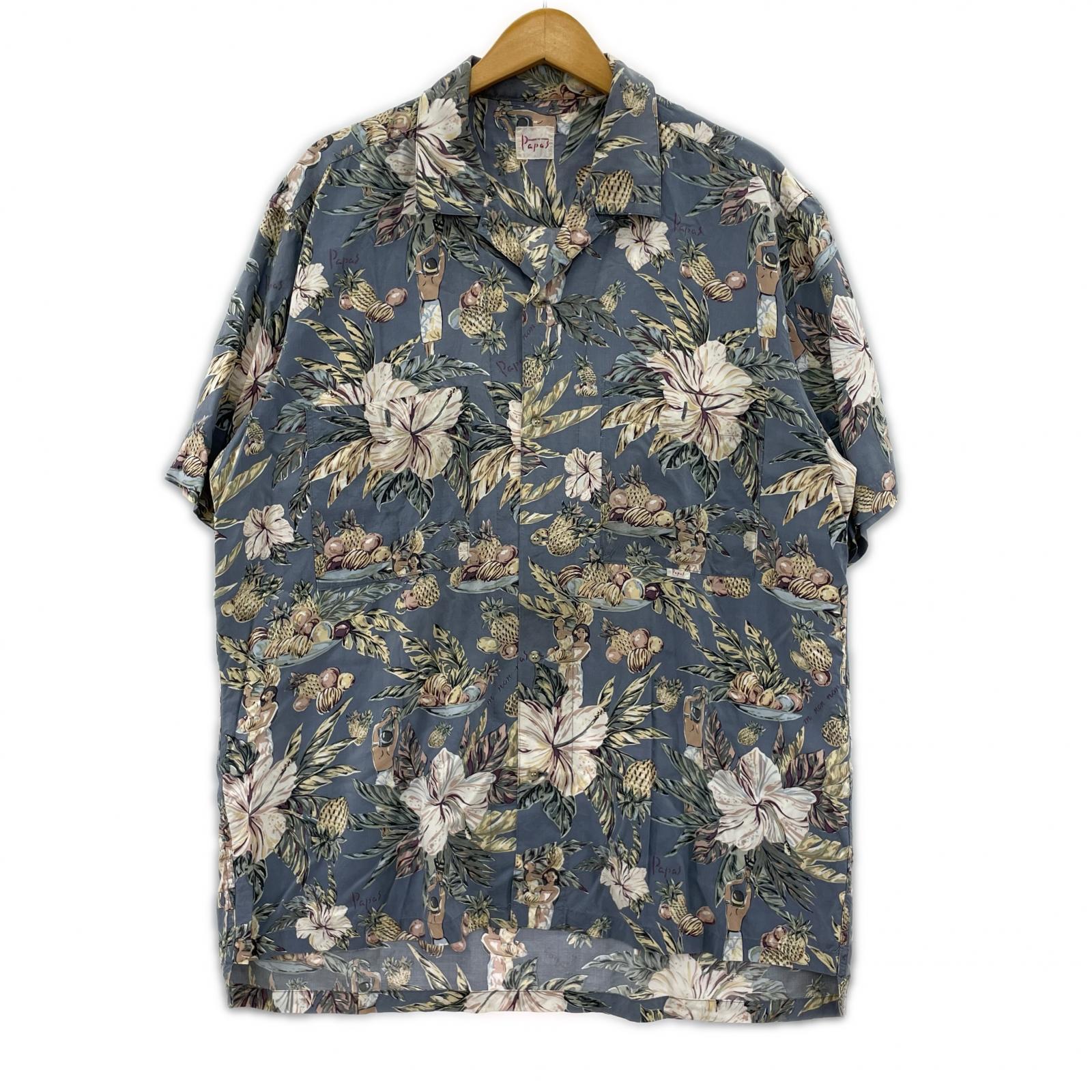 半袖シャツ Papas ﾚｰﾖﾝｱﾛﾊｼｬﾂ 青 (L) L ブルー