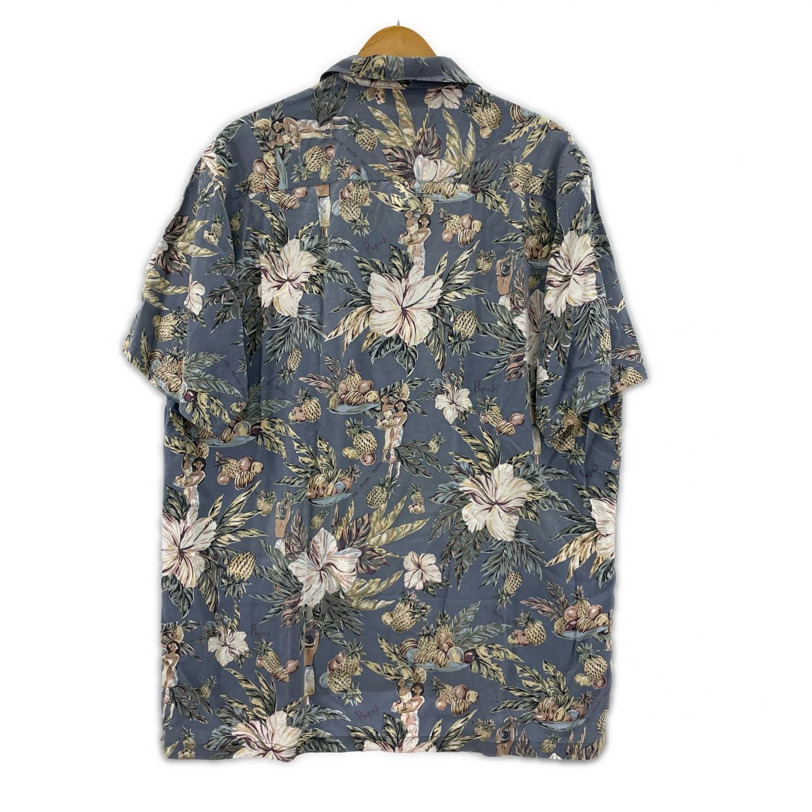 半袖シャツ Papas ﾚｰﾖﾝｱﾛﾊｼｬﾂ 青 (L) L ブルー