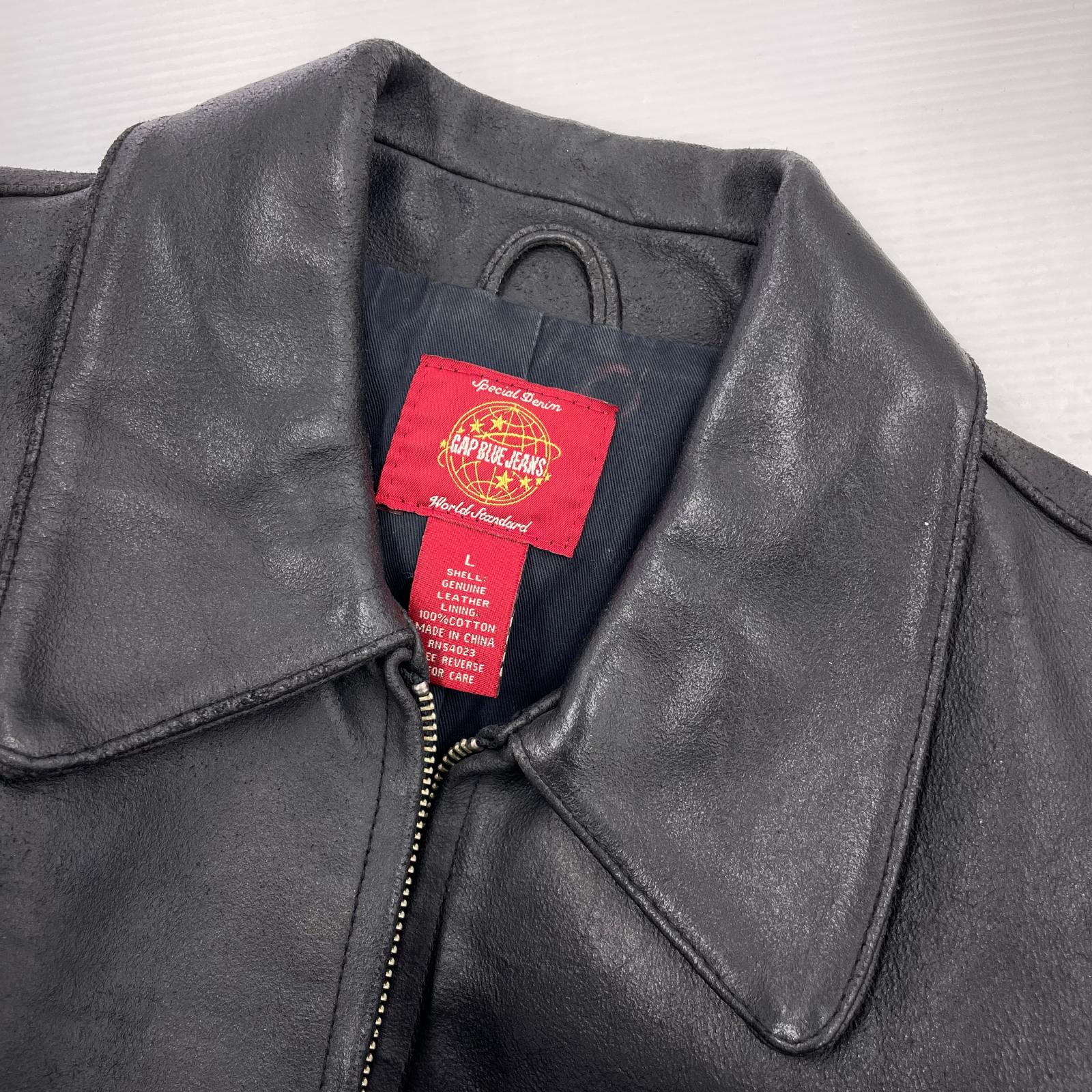 レザージャケット 00s GAP BLUE JEANS レザースポーツジャケット 黒 (L) L ブラック