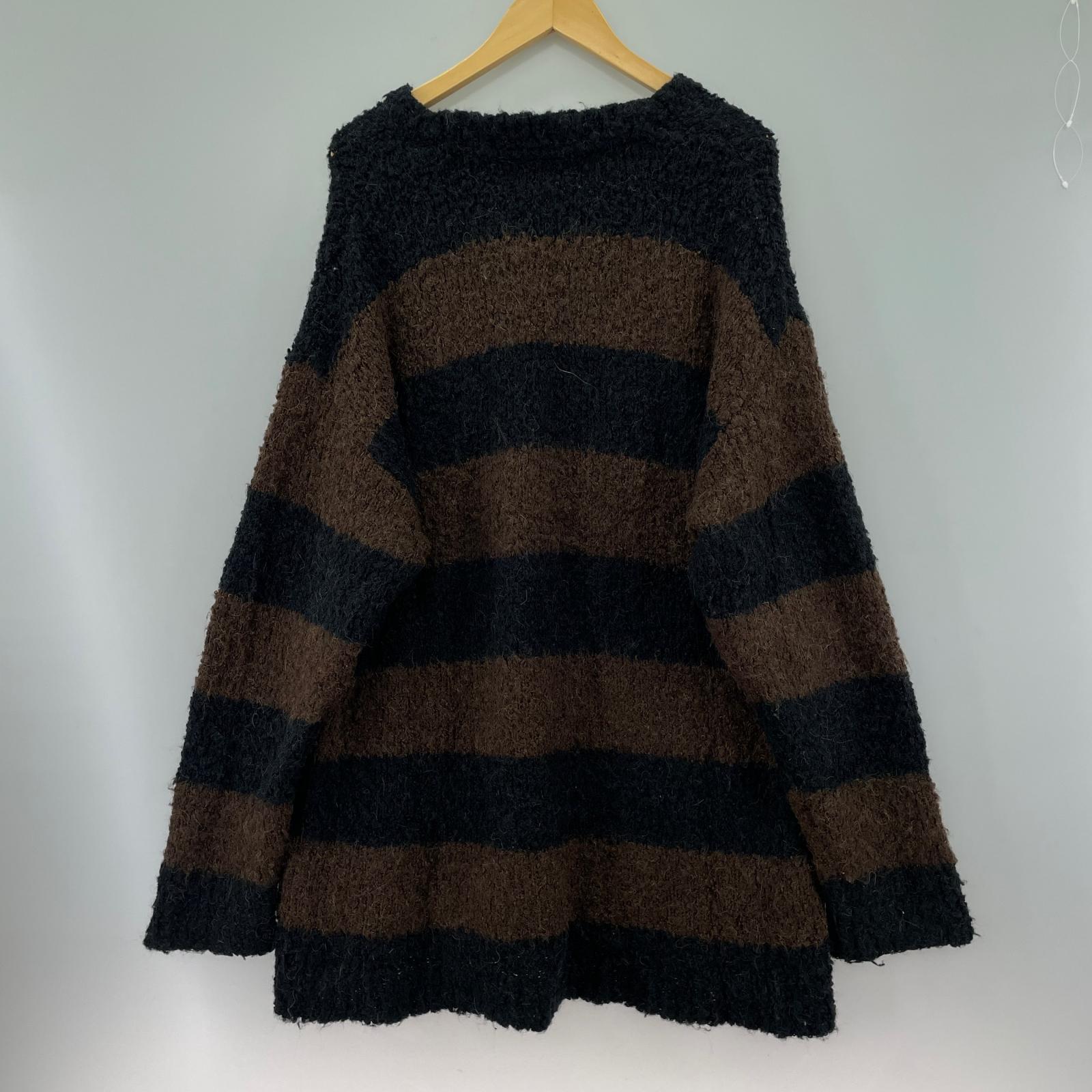 ニット アクリルボーダーニット 黒茶 3 3