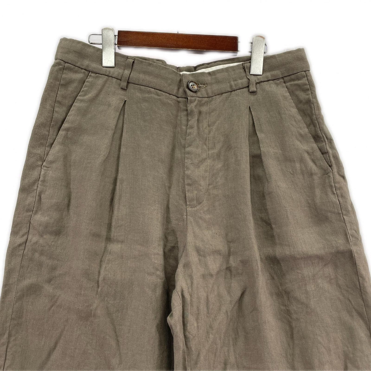 パンツ MANER リネンワイドスラックス ブラウン 50 カーキ