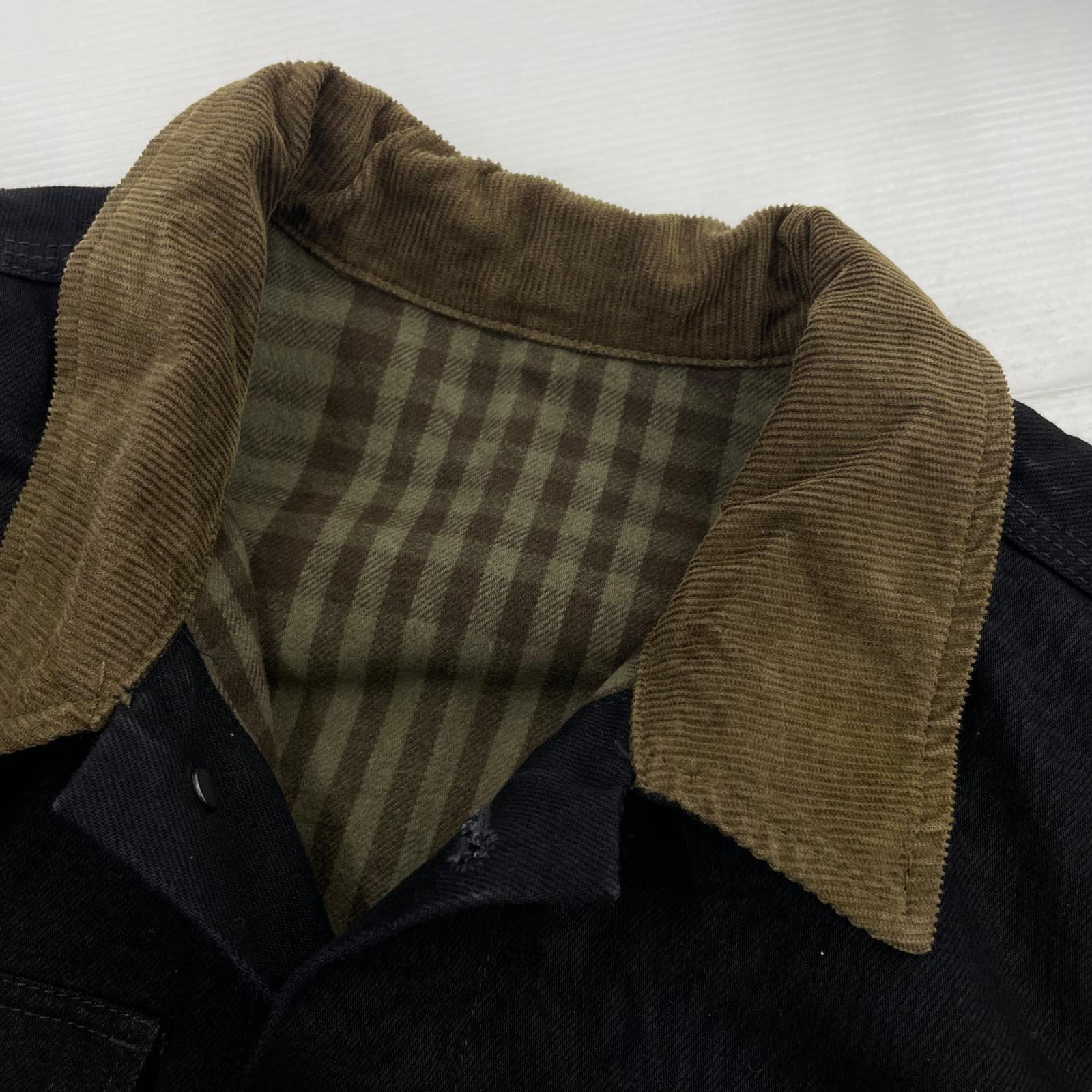 デニムジャケット YEEZY season6 denim flannel jacket 黒（S） S ブラック