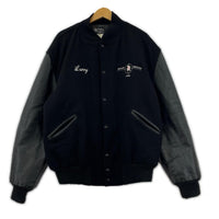 ジャケット 80s USA製 BUTWIN レザー切替ウールスタジャン ブラック ブラック