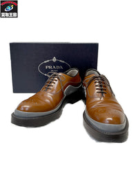 PRADA ｶｰﾌﾚｻﾞｰ ﾃﾞｻﾞｲﾝﾌﾞｰﾂ 6 1/2 茶 2EG127