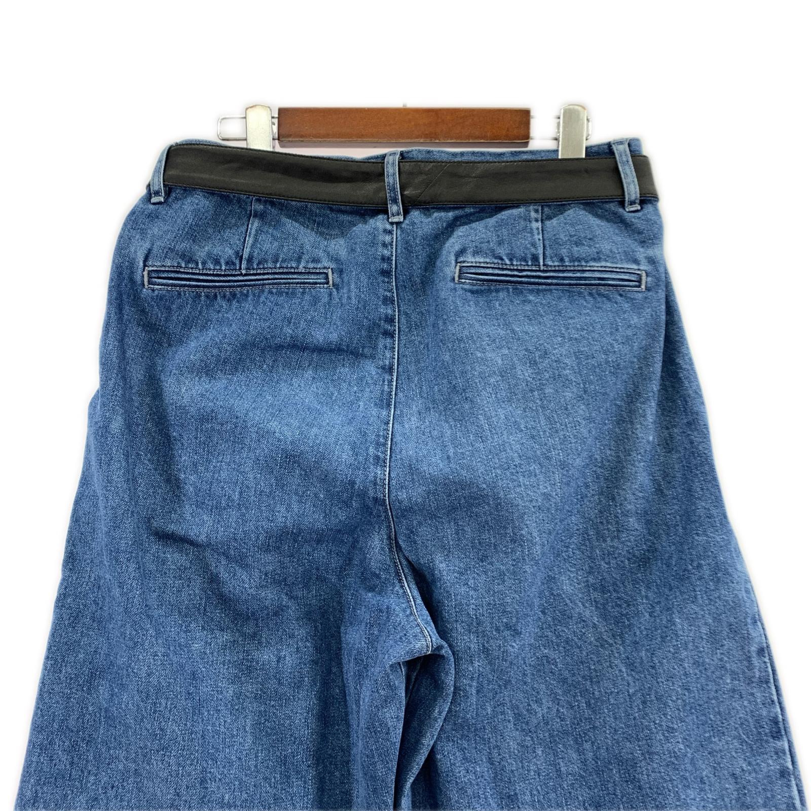 デニムパンツ LEATHER BELTED ONEWASH PANTS 1 ブルー