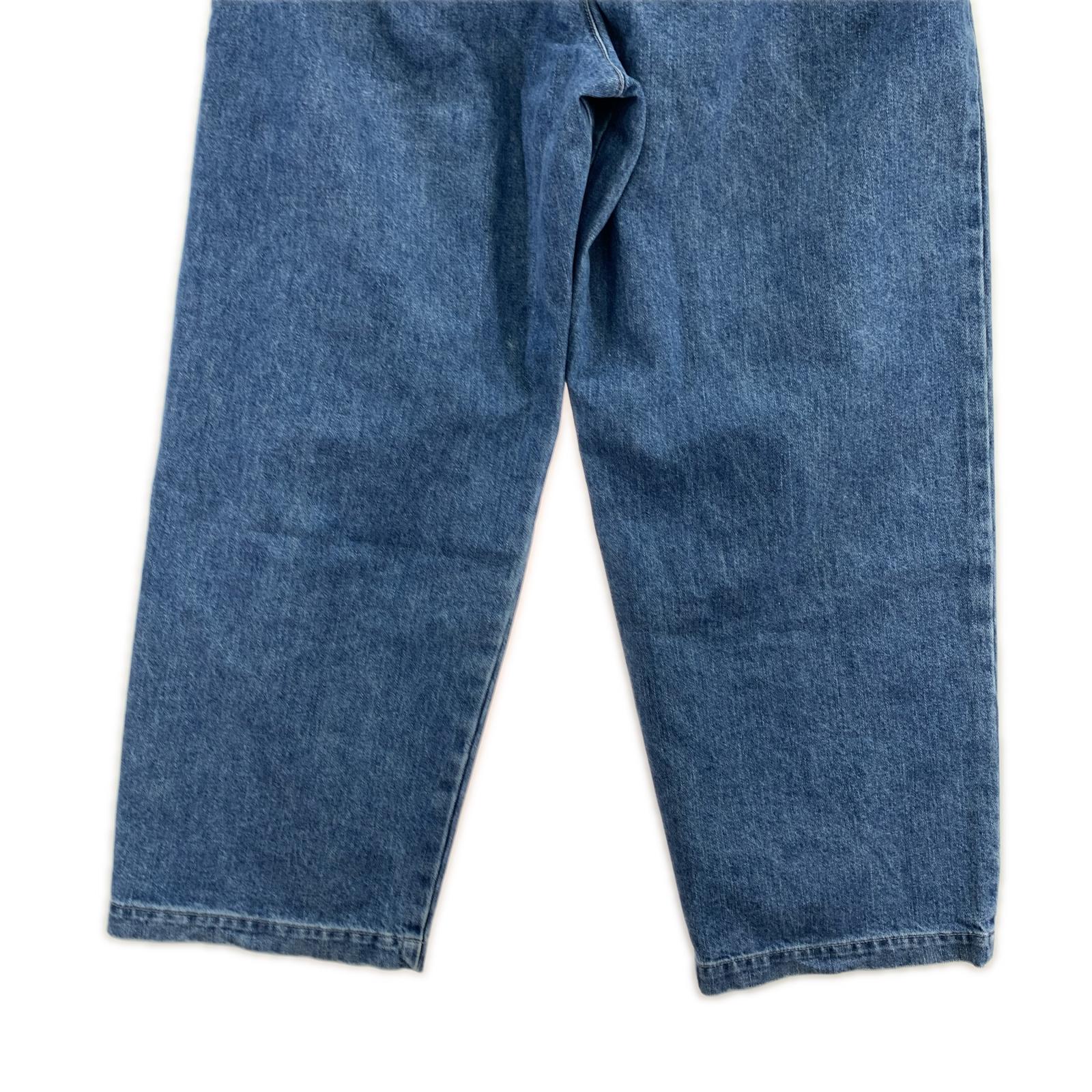 デニムパンツ LEATHER BELTED ONEWASH PANTS 1 ブルー