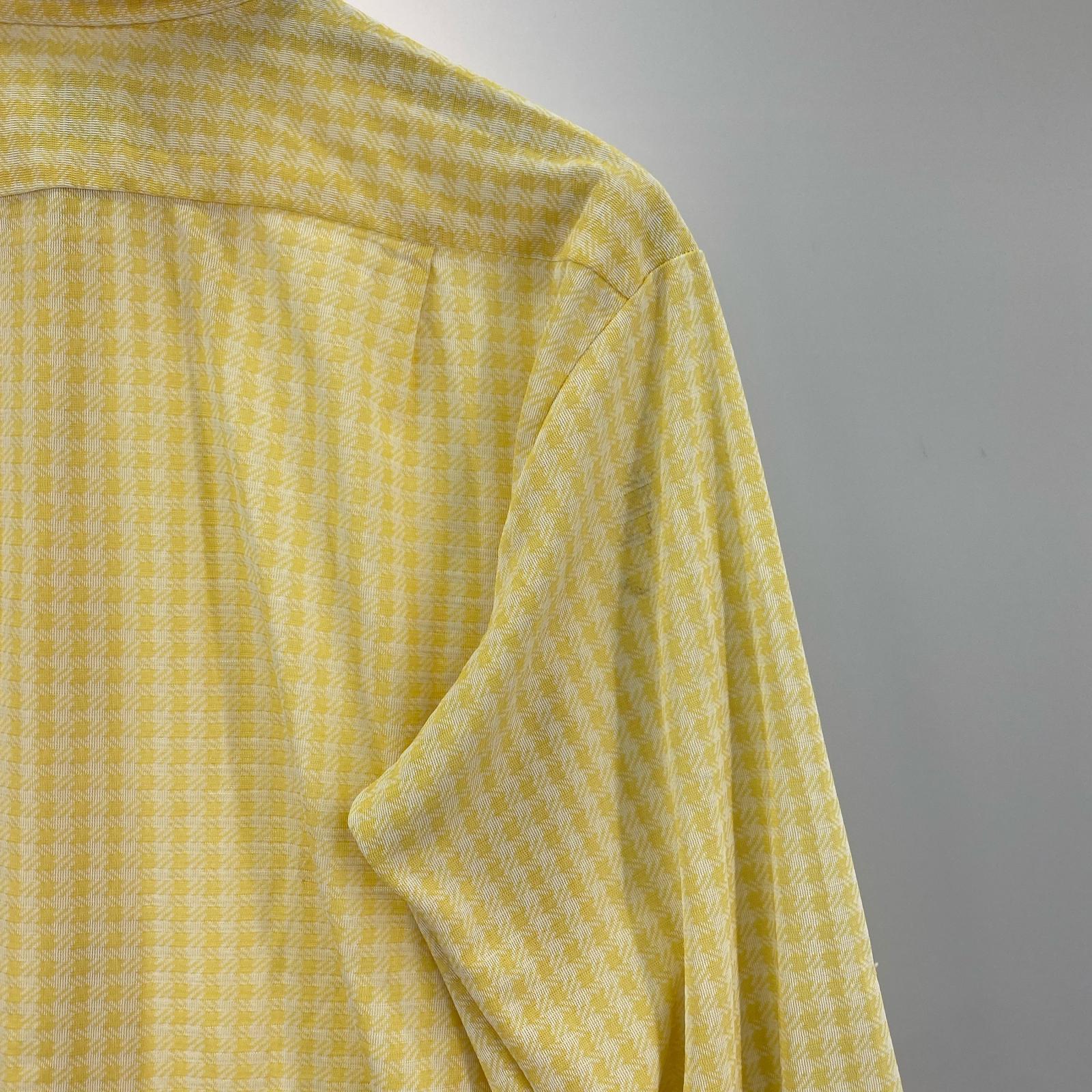 長袖シャツ 70s MONTGOMERY WARD ポリ/レーヨン 千鳥 シャツ イエロー イエロー