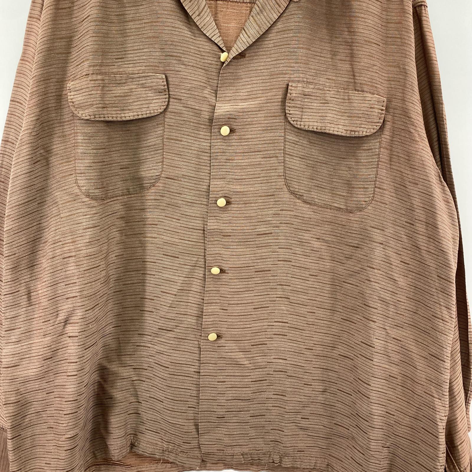 長袖シャツ 50s GOLDEN GATE USA製 オープンカラーシャツ ブラウン
