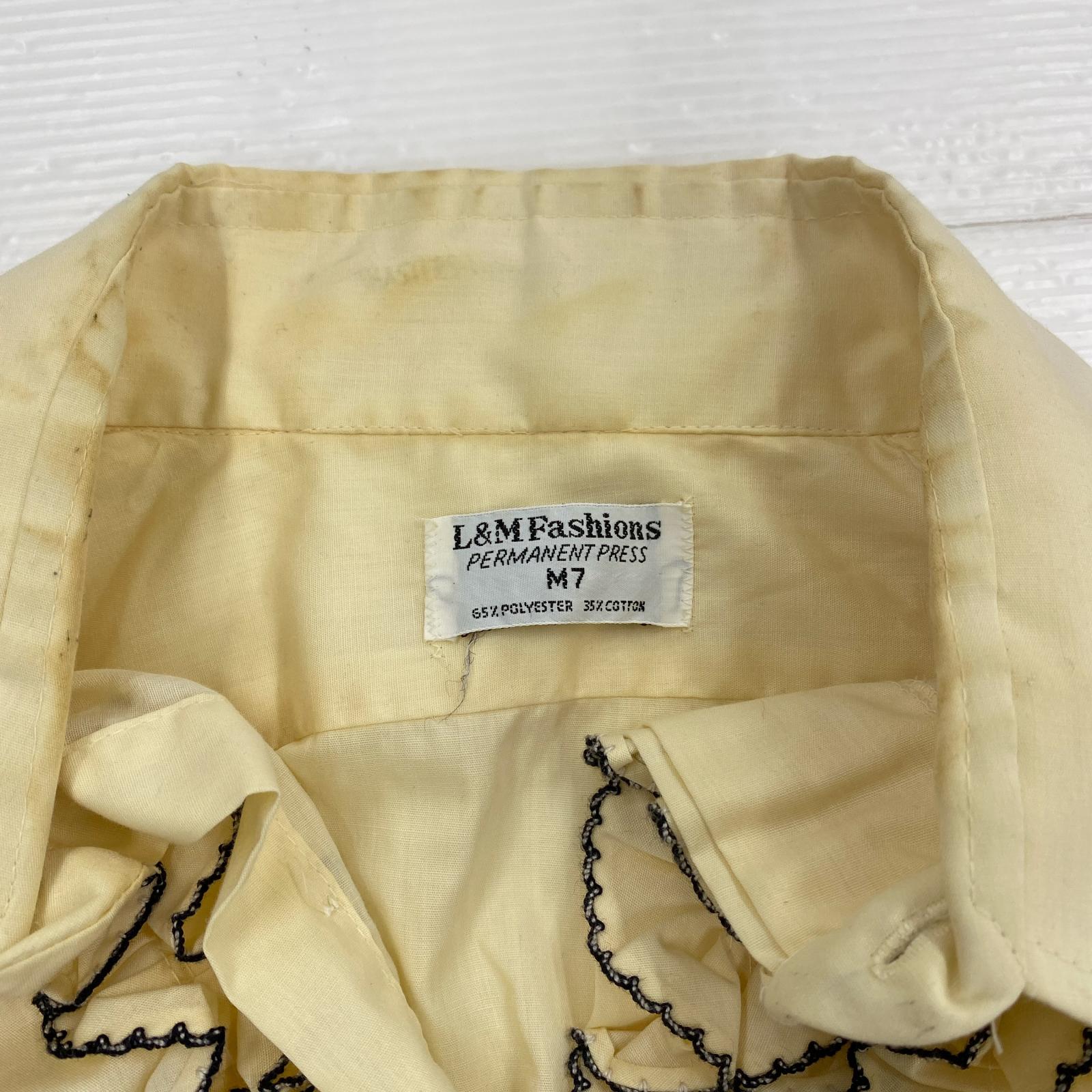 長袖シャツ 70s L＆M Fashions フリル L/Sシャツ イエロー イエロー