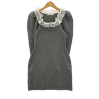 ワンピース SNIDEL フリルネックニットワンピース GRY グレー