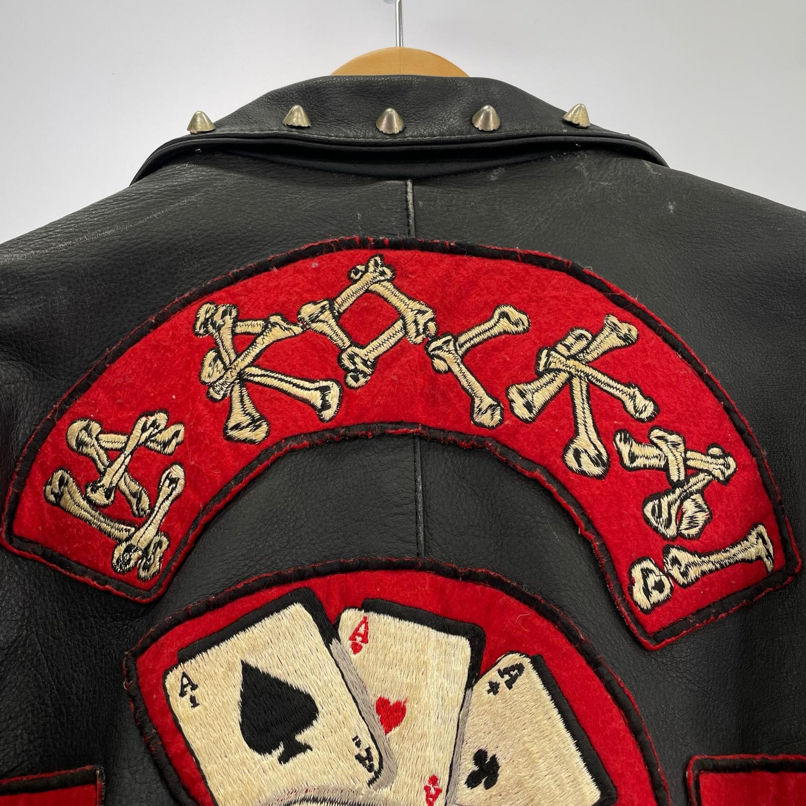 ライダースジャケット Johnson La Rocka London ダブル スカルトランプ M M ブラック