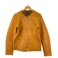 レザージャケット FINE CREEK BUD ノーカラー バイカラー 赤黒(38) 38 ブラウン