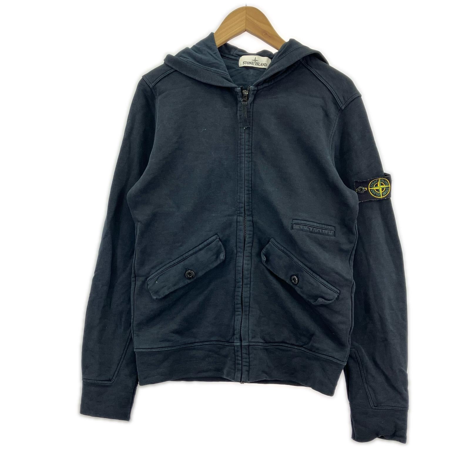 パーカー STONE ISLAND ジップフーディー S ブラック S ブラック