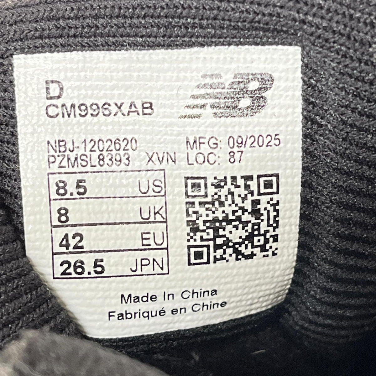 スニーカー CM996XAB GORE-TEX 黒 26.5 26.5cm (US8 1/2 UK8 EU43) ブラック