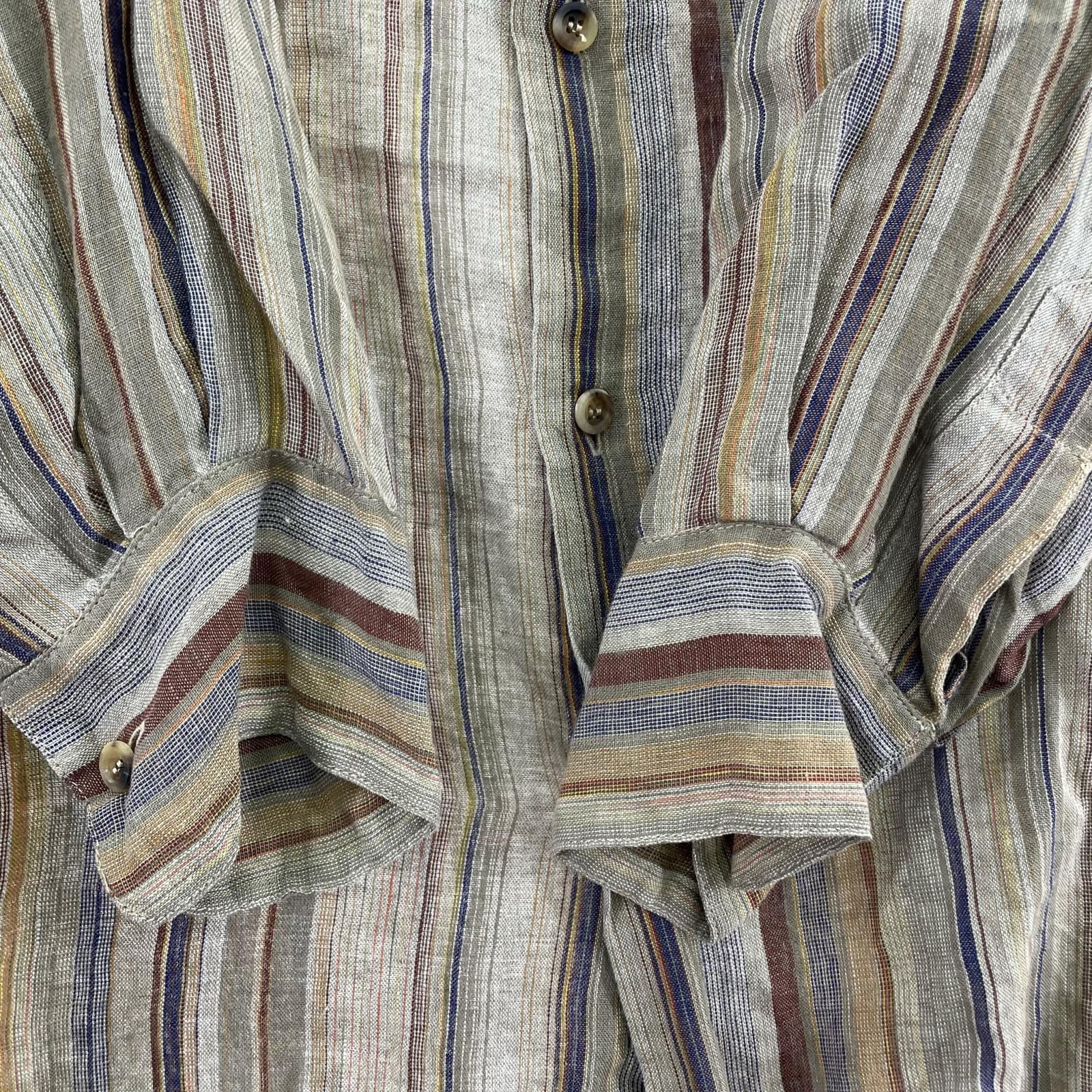 長袖シャツ eskander × Neiman Marcus blue ストライプシャツ サイズ0 グレー系 0 マルチカラー