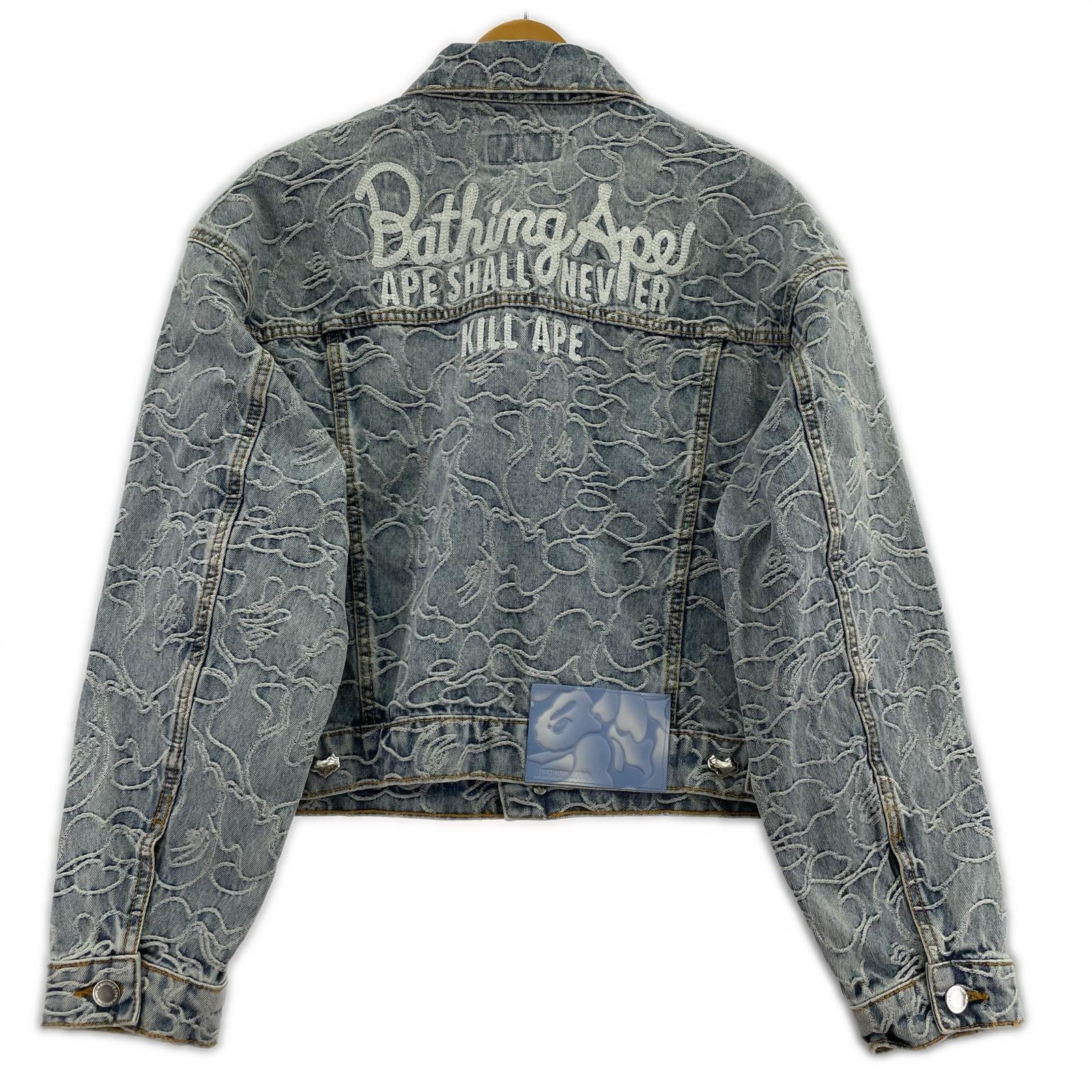 デニムジャケット A BATHING APE LINE CAMO CROPPED DENIM JACKET 1M30-240-306 (S) S ブルー