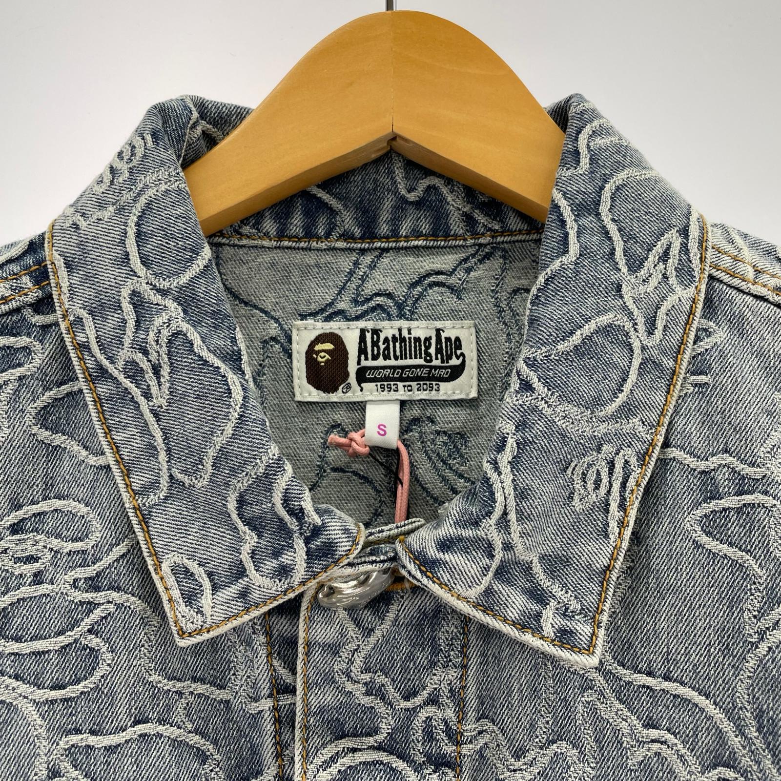デニムジャケット A BATHING APE LINE CAMO CROPPED DENIM JACKET 1M30-240-306 (S) S ブルー