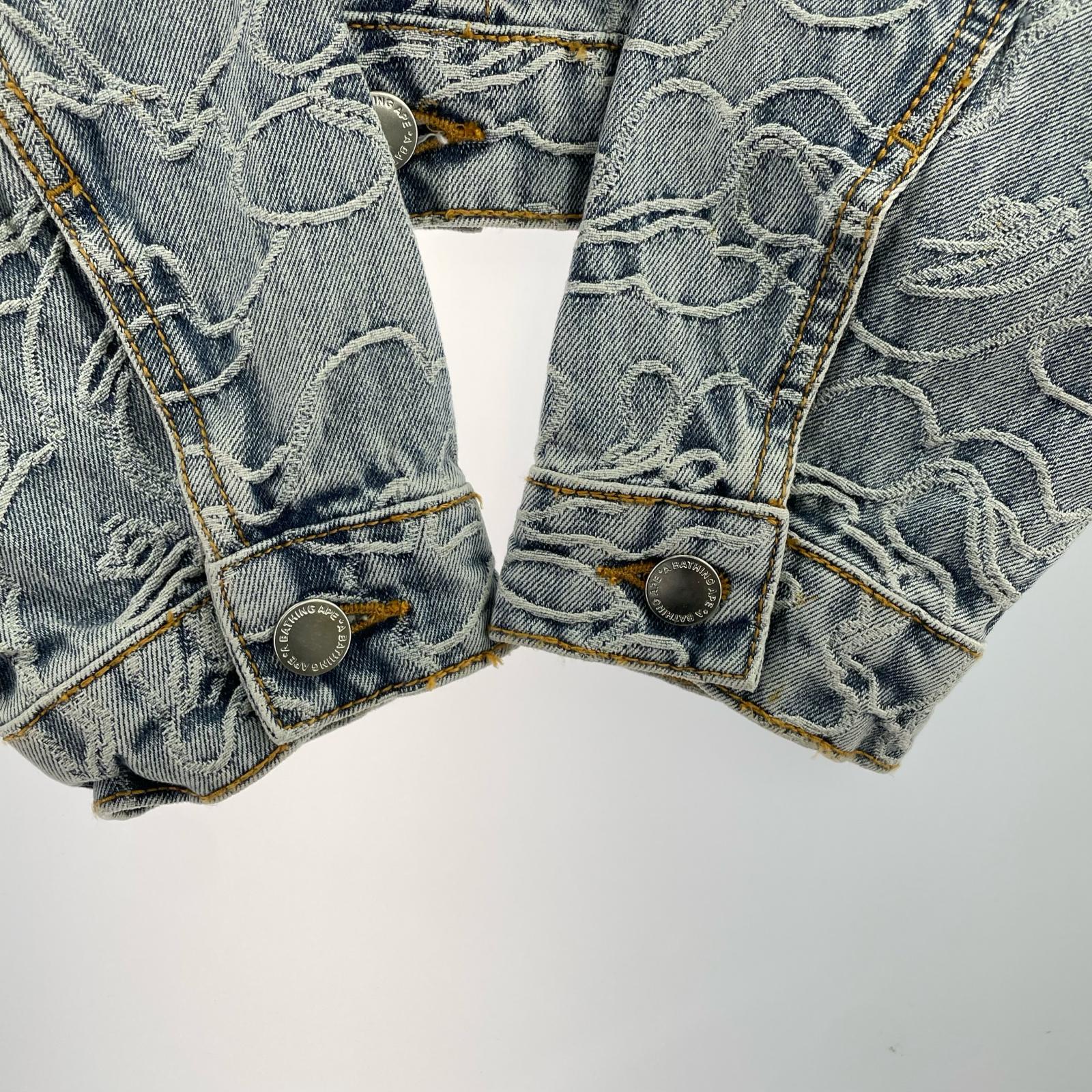 デニムジャケット A BATHING APE LINE CAMO CROPPED DENIM JACKET 1M30-240-306 (S) S ブルー