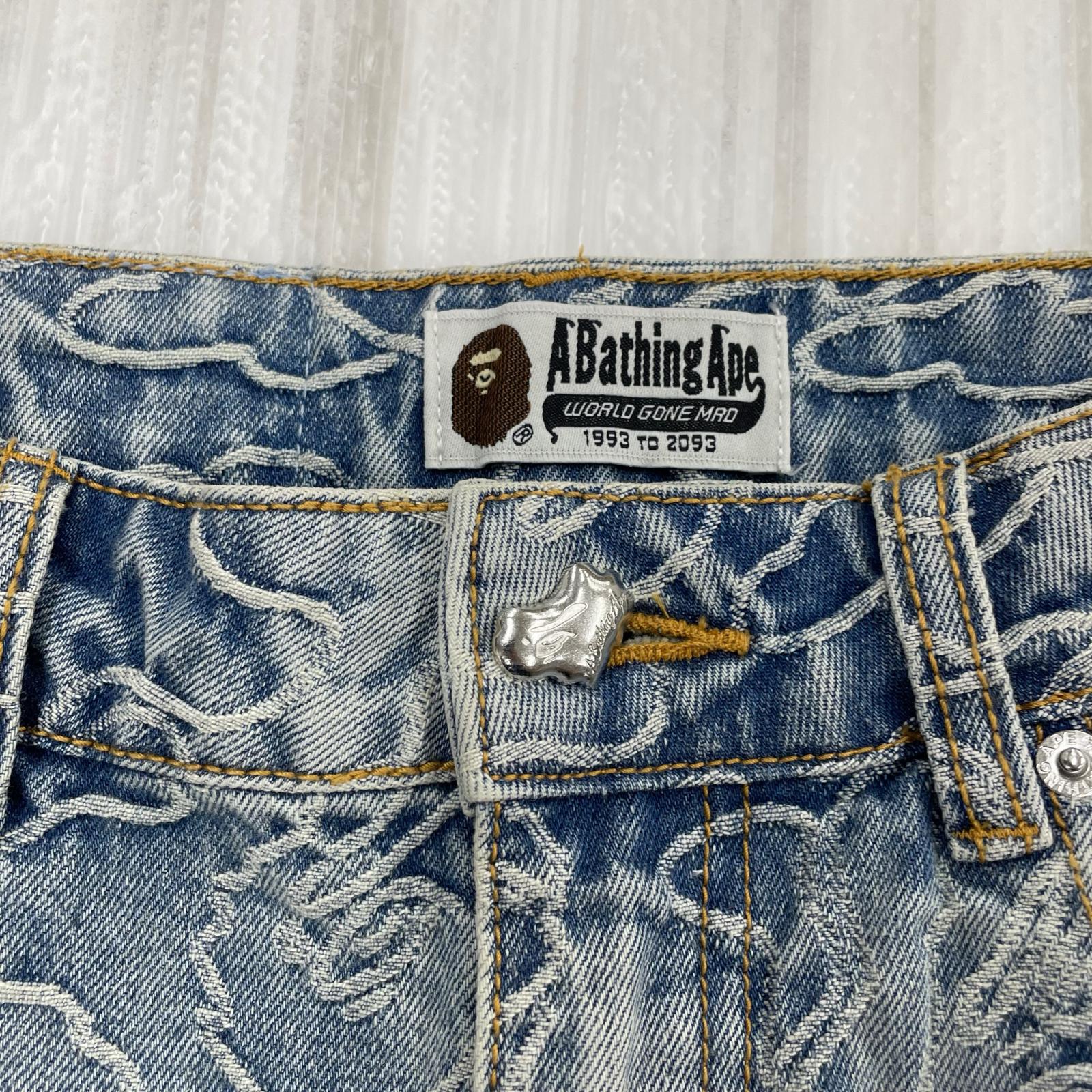 ショートパンツ A BATHING APE LINE CAMO DENIM SHORTS LIGHTINDI 1M30-251-301(S) M ブルー
