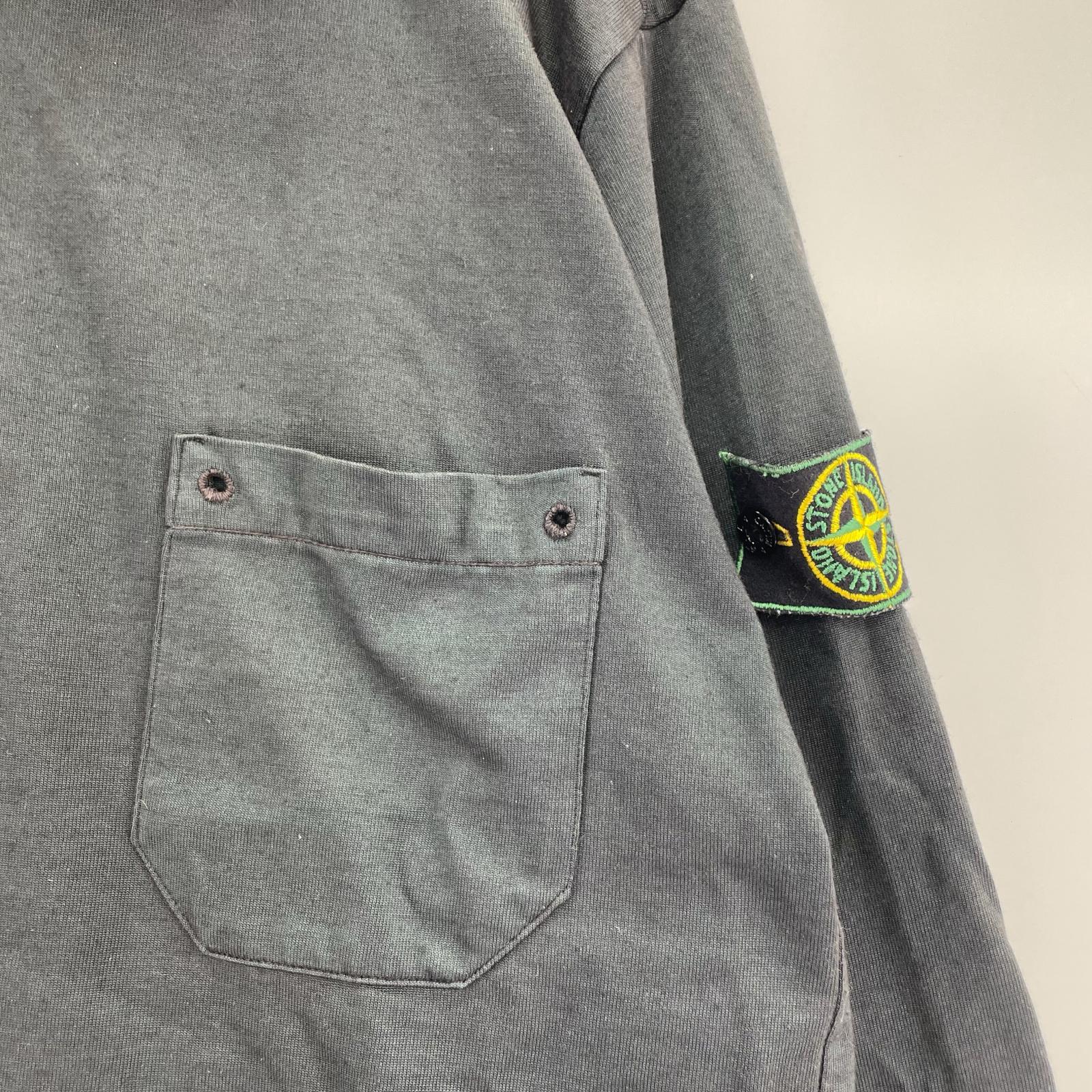 長袖Ｔシャツ STONE ISLAND 80~90s グリーンエッジ ハーフジップL/Sカットソー M ブラック M ブラック