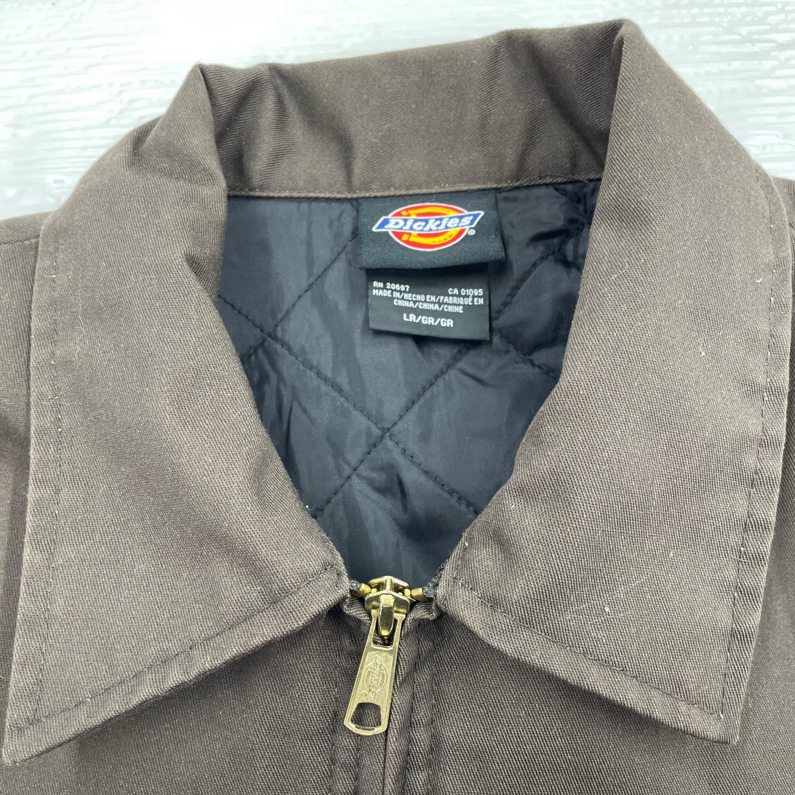 ジャケット ワッペン付き ジップアップ ワークジャケット 茶　L ブラウン