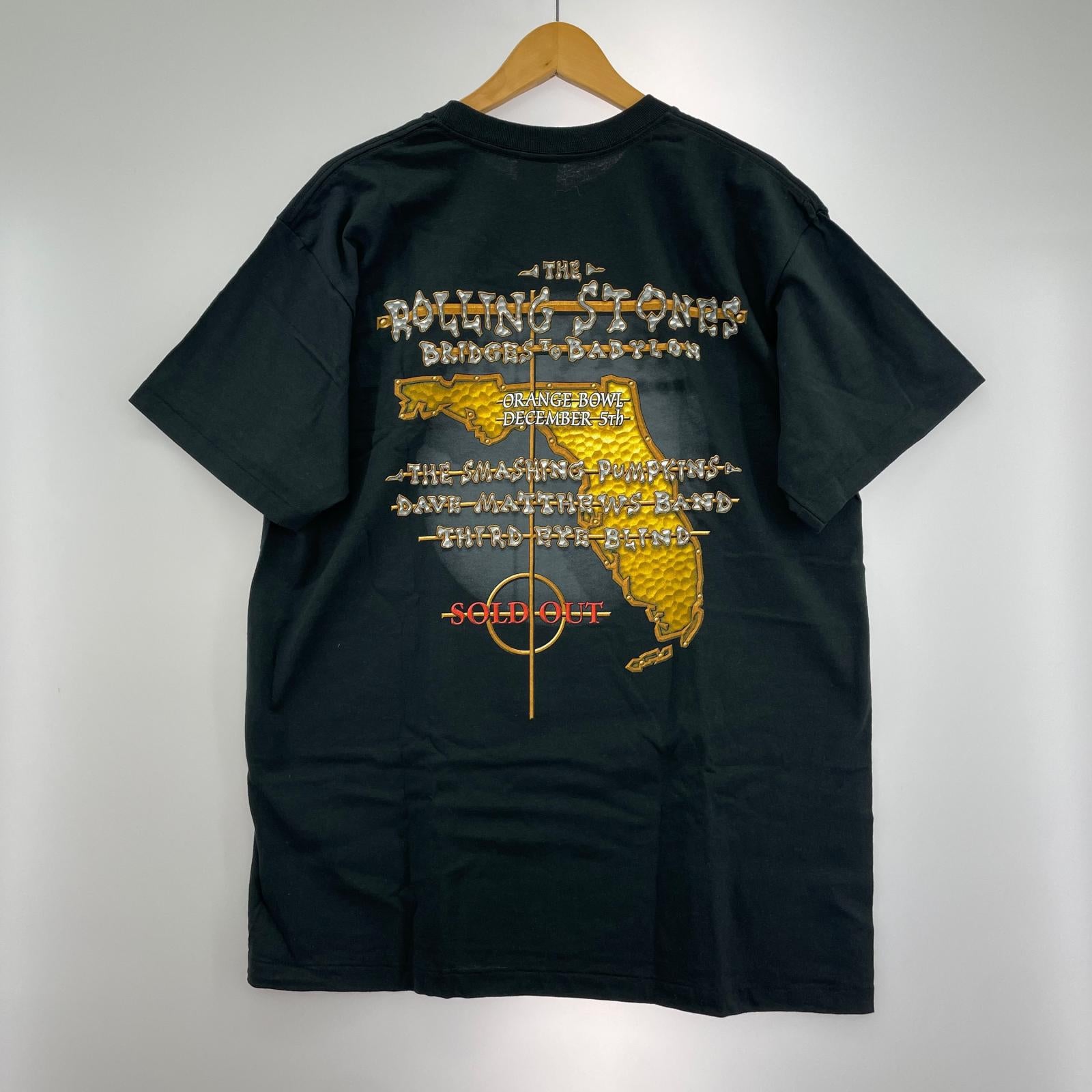半袖Ｔシャツ 90s anvilボディ Rolling Stones BRIDGE TO BABYLON TOUR 黒 (L) L ブラック