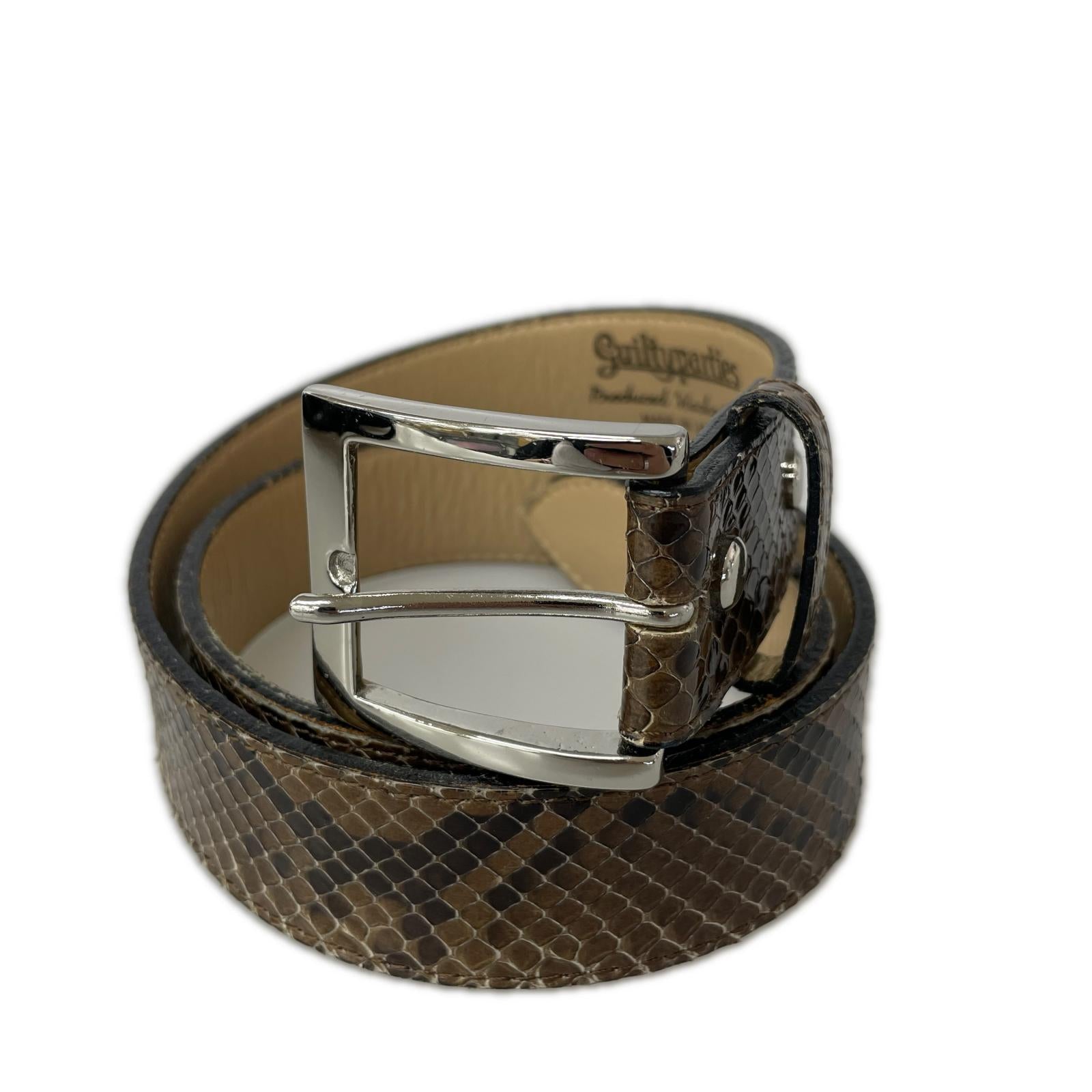 その他アクセサリー WACKO MARIA PYTHON LEATHER BELT パイソンレザーベルト 32 茶