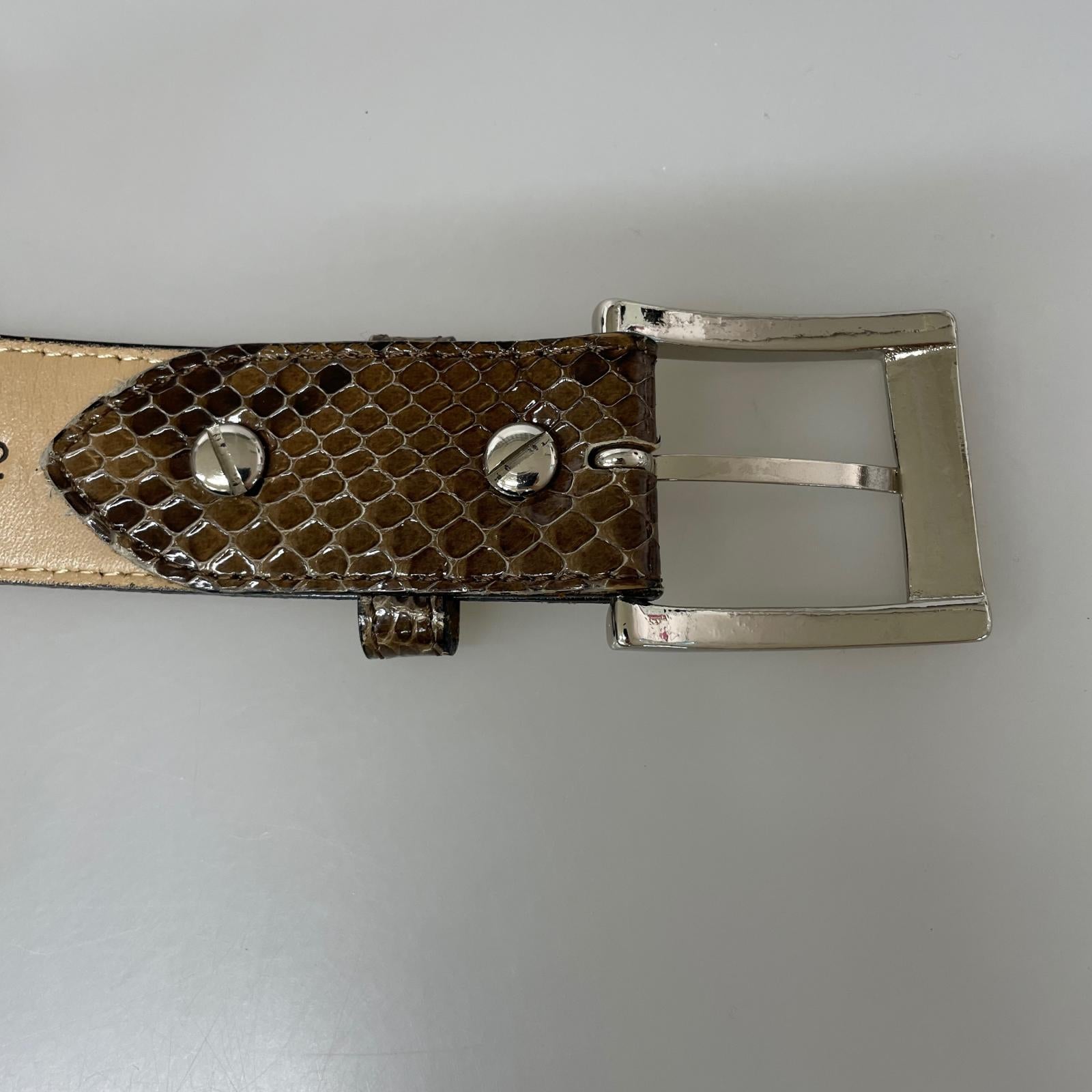 その他アクセサリー WACKO MARIA PYTHON LEATHER BELT パイソンレザーベルト 32 茶