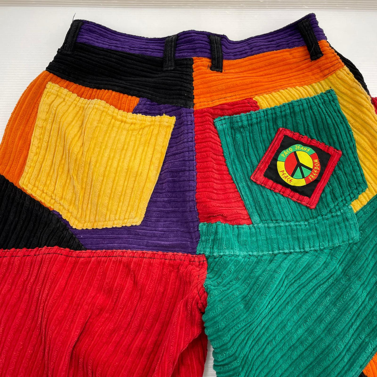 パンツ 90s クレイジーパターンコーデュロイパンツ W27 29 マルチカラー