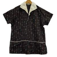 半袖シャツ 60s頃 総柄 ビーチシャツ (M) 黒茶 M