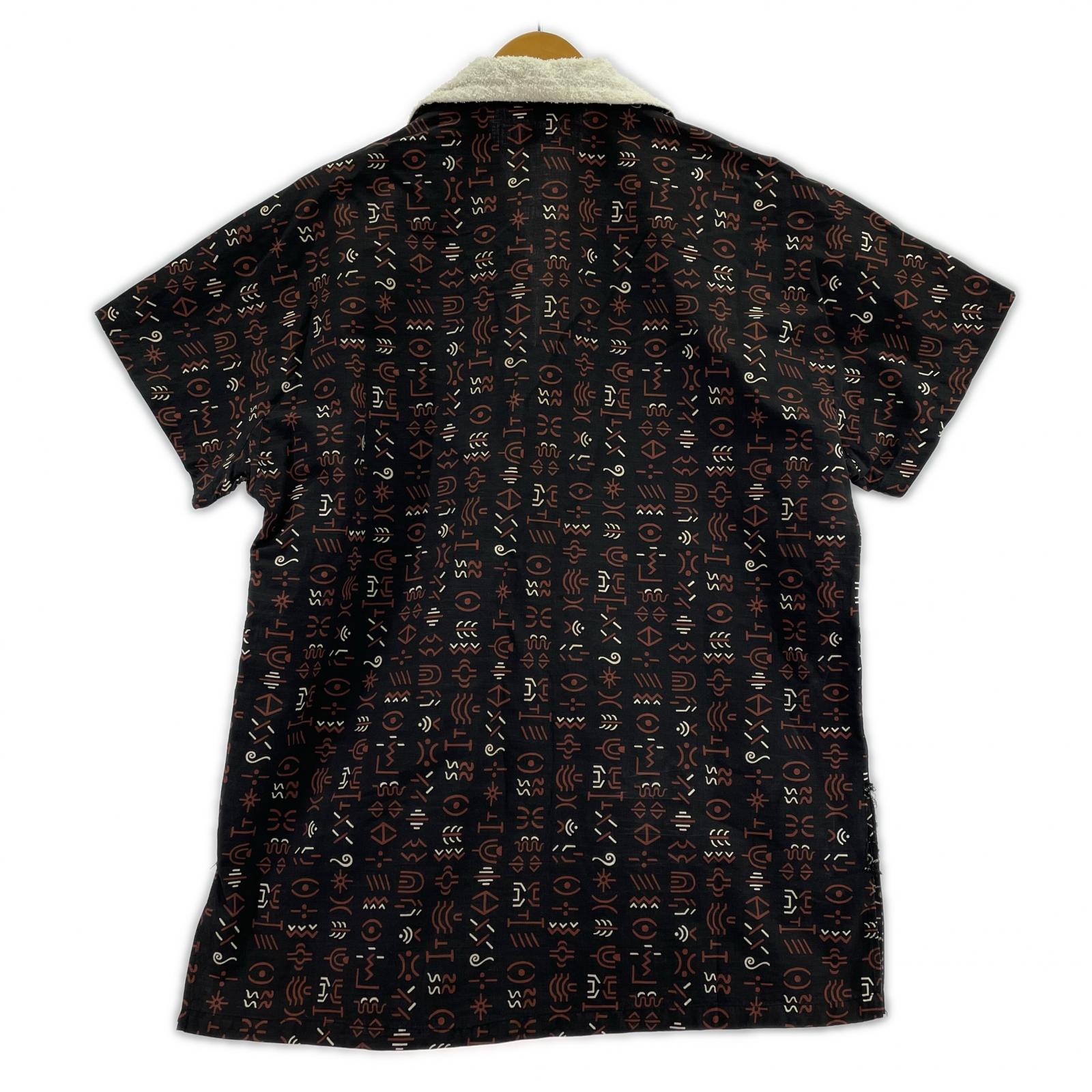 半袖シャツ 60s頃 総柄 ビーチシャツ (M) 黒茶 M