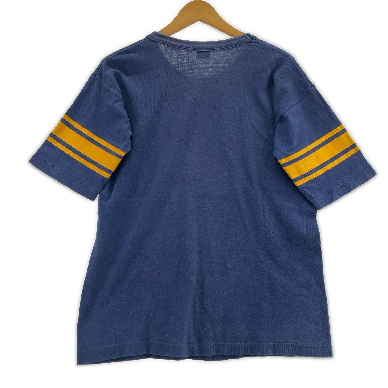 半袖Ｔシャツ Champion バータグ ラバープリント フットボールT 紺 (L) L ブルー