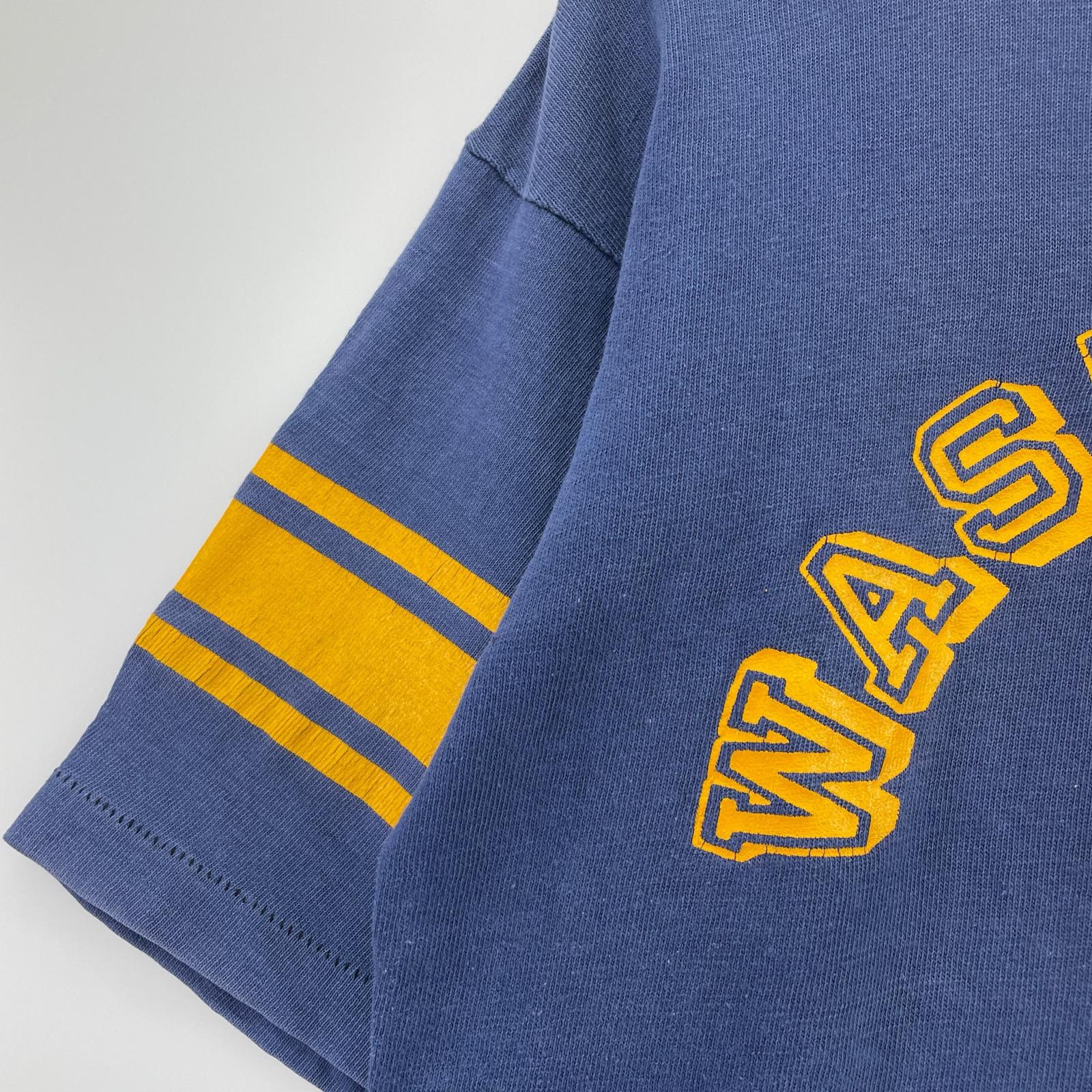 半袖Ｔシャツ Champion バータグ ラバープリント フットボールT 紺 (L) L ブルー