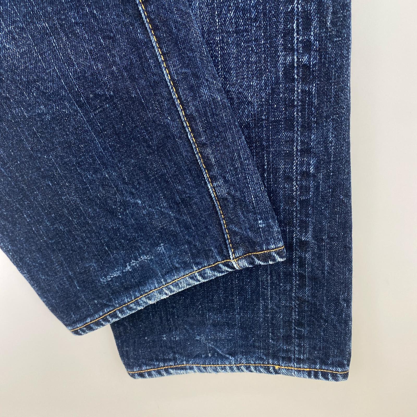 デニムパンツ ボタンフライ w32 32 ネイビー