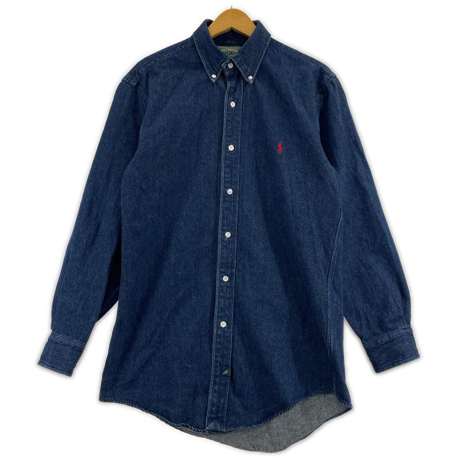 長袖シャツ 80s-90s L/S デニムシャツ(S) 濃紺インディゴ S