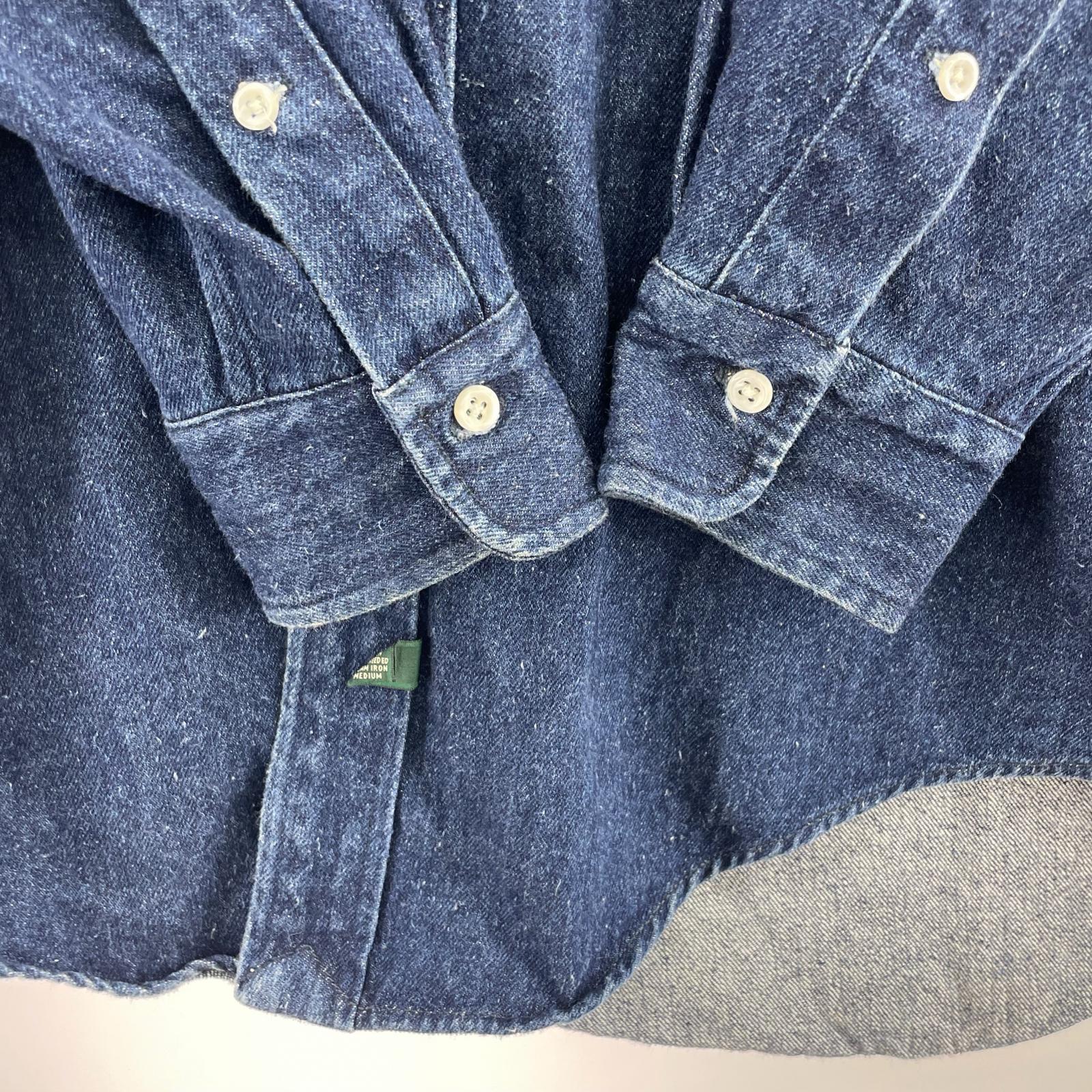 長袖シャツ 80s-90s L/S デニムシャツ(S) 濃紺インディゴ S