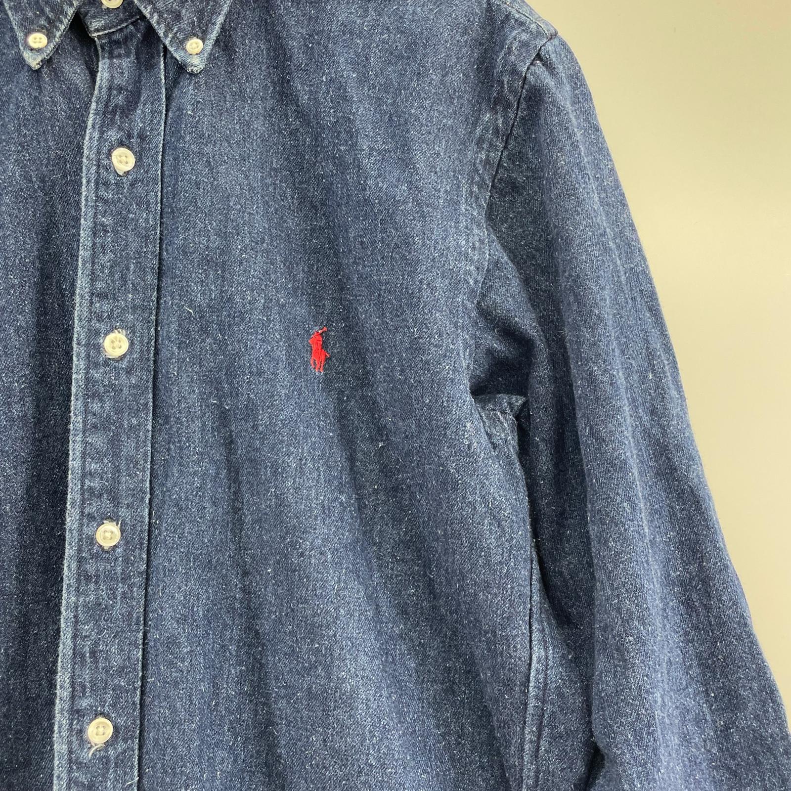 長袖シャツ 80s-90s L/S デニムシャツ(S) 濃紺インディゴ S