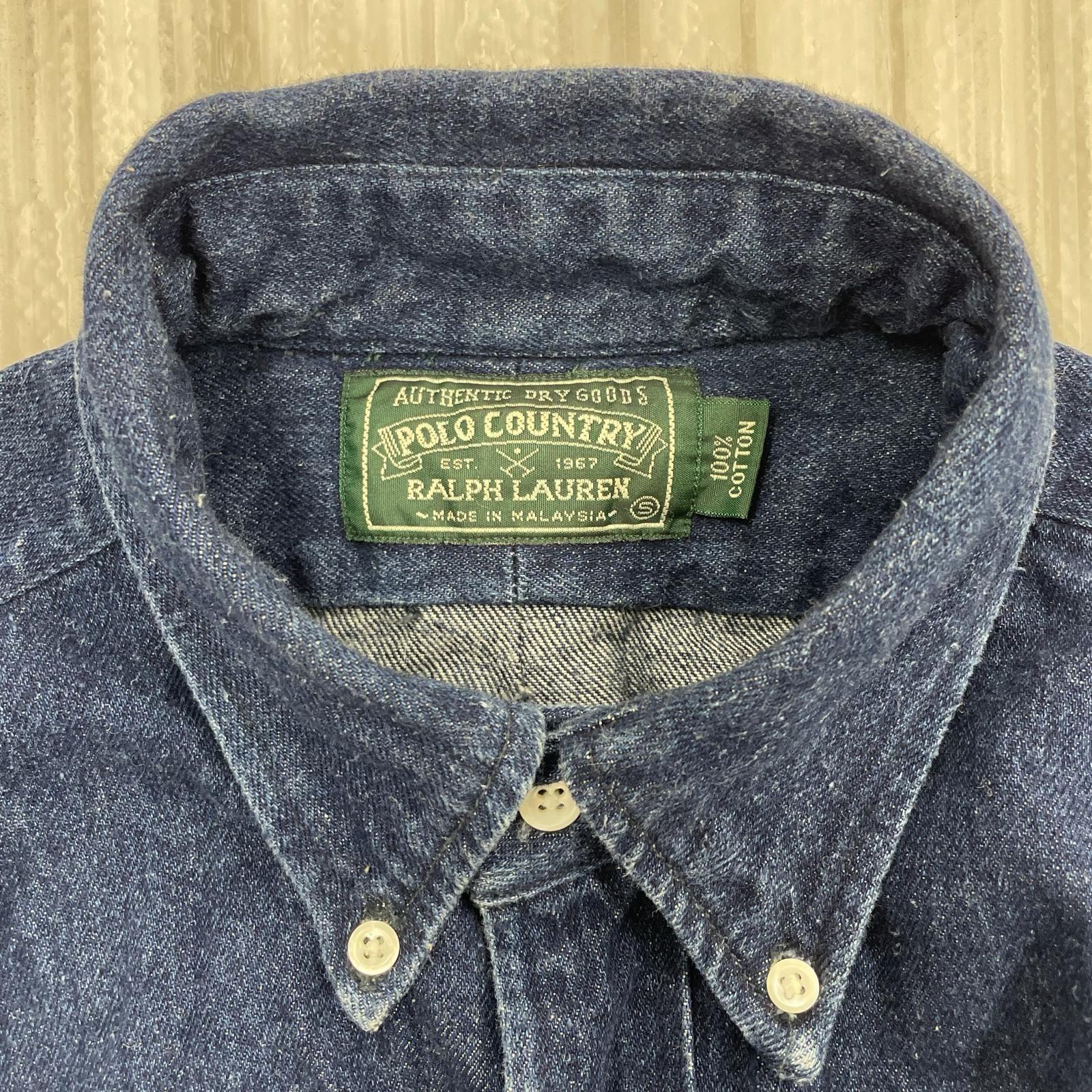 長袖シャツ 80s-90s L/S デニムシャツ(S) 濃紺インディゴ S