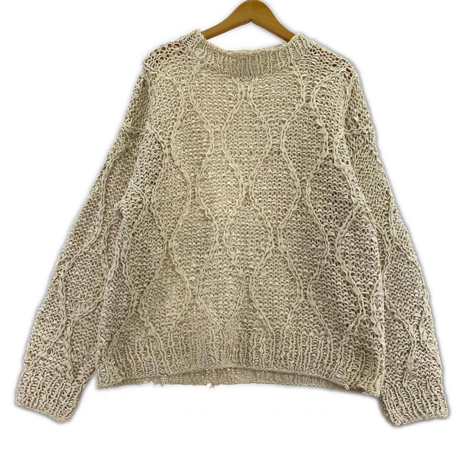 ニット UNUSED Gourd Pattern Hand-Knitted Crewneck Sweater 白 (2) 2 ホワイト