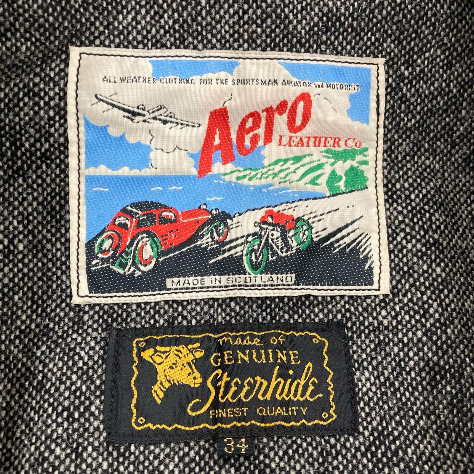 レザージャケット Aero Leather レザースポーツジャケット 34 ブラック
