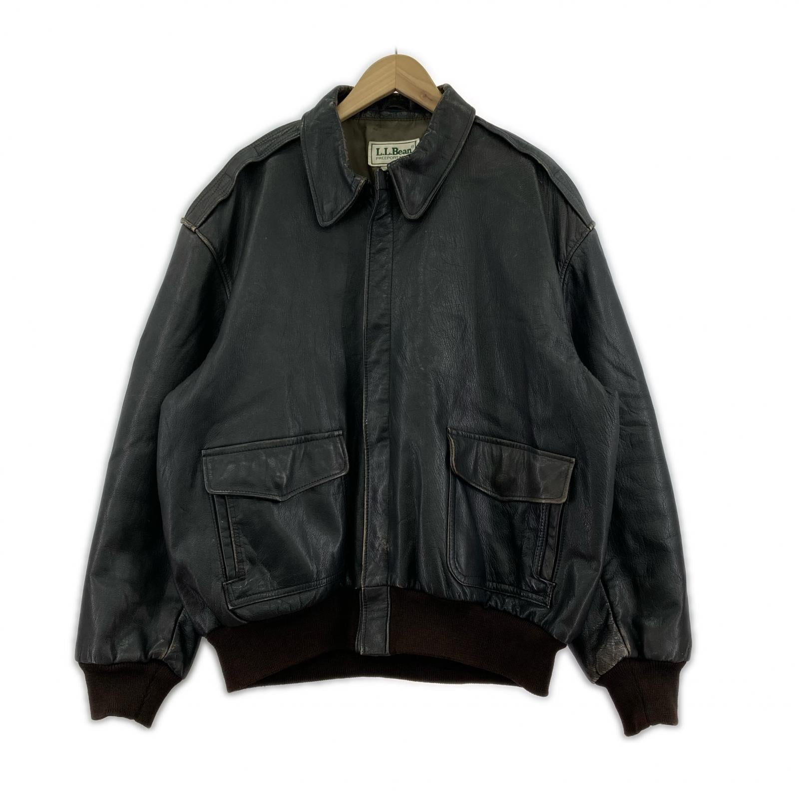 レザージャケット L.L.Bean 80s~ USA製 A-2 レザージャケット 48 茶 ブラウン