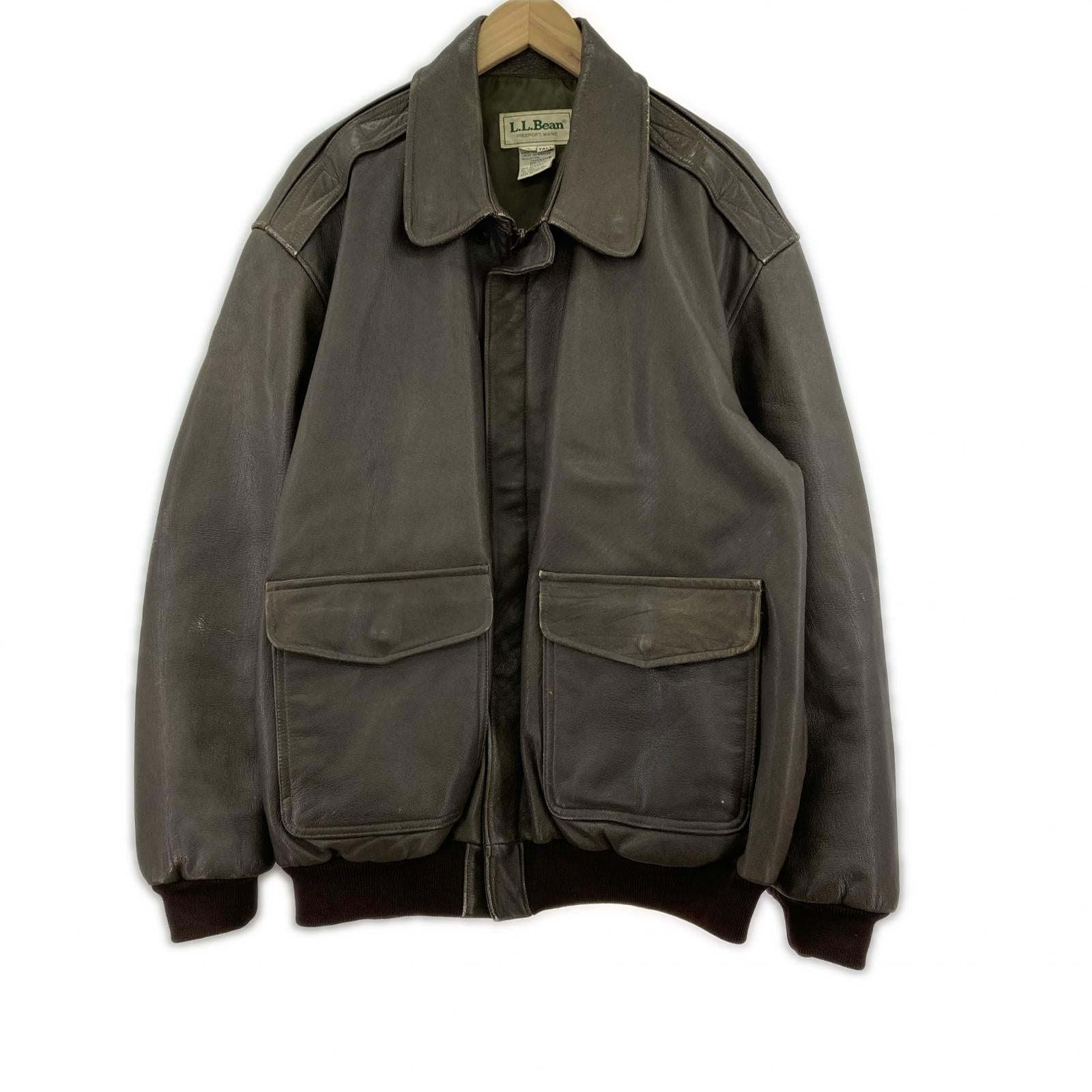 レザージャケット L.L.Bean 80s~ USA製 A-2 レザージャケット XL-TALL 茶 ブラウン