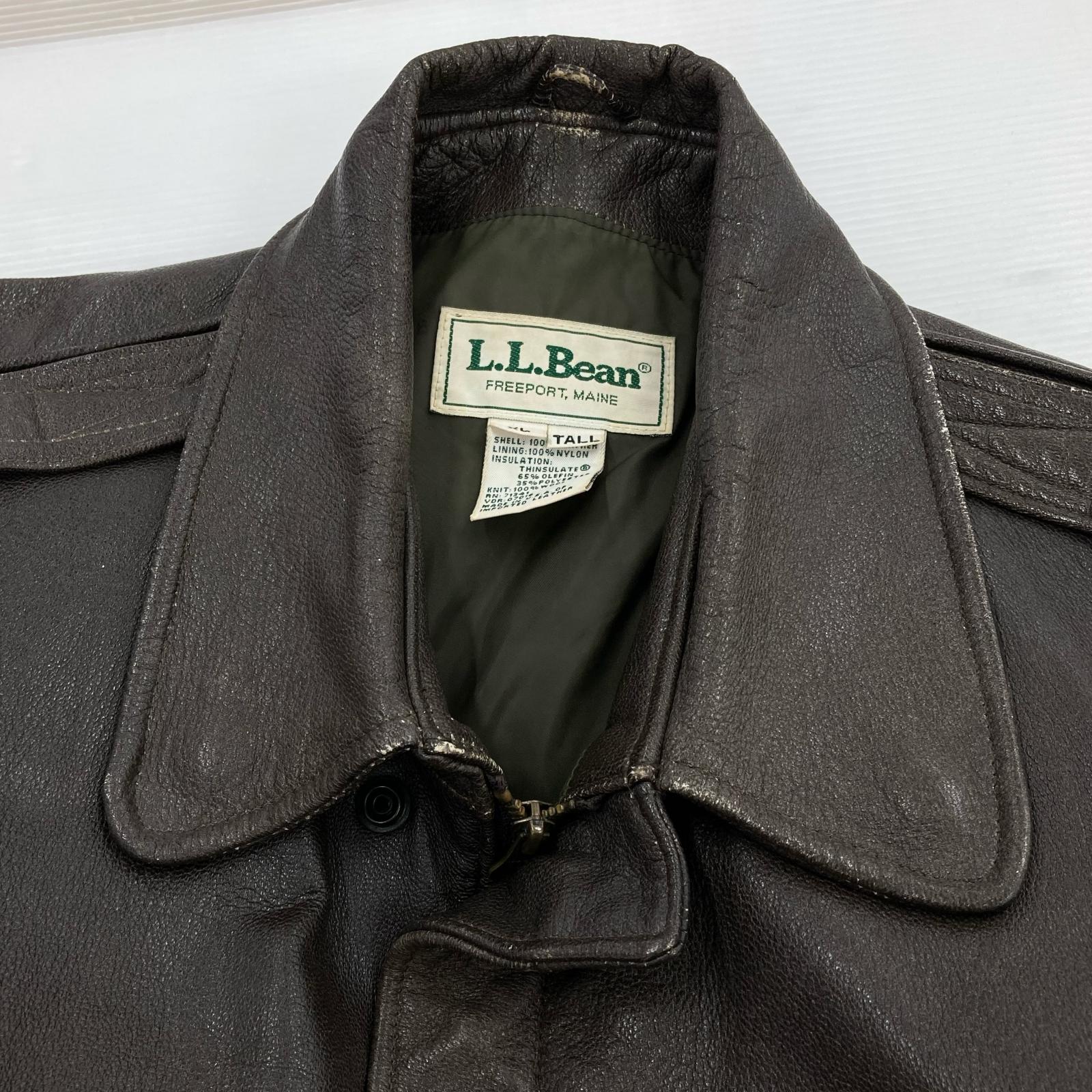 レザージャケット L.L.Bean 80s~ USA製 A-2 レザージャケット XL-TALL 茶 ブラウン